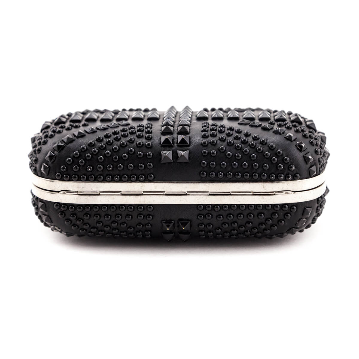 Alexander McQueen Black Nappa Studded Britannia Skull Box Clutch - Love that Bag etc - Preowned Authentic Designer Handbags & Preloved Fashions