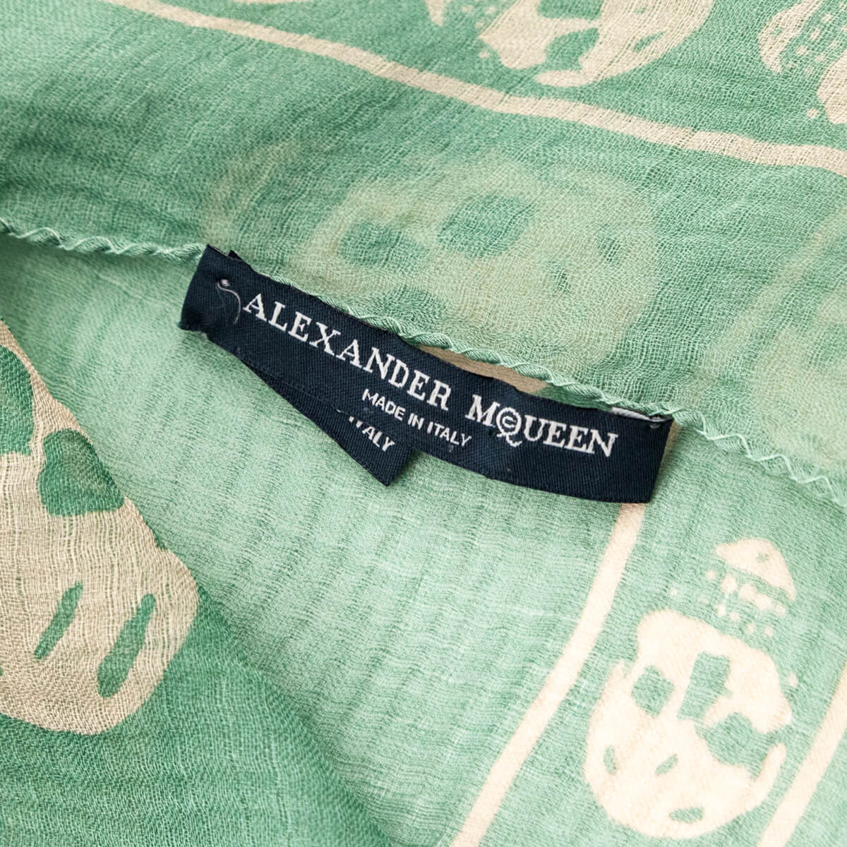 Alexander McQueen Green & White Silk Skull Scarf - Love that Bag etc - Preowned Authentic Designer Handbags & Preloved Fashions