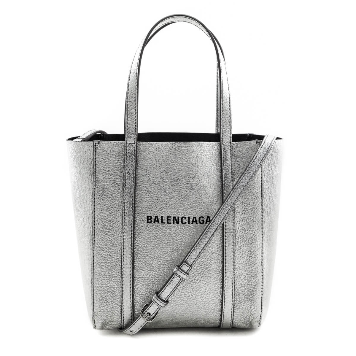 Balenciaga Argent Metallic Goatskin Logo XXS Everyday Tote - Love that Bag etc - Preowned Authentic Designer Handbags & Preloved Fashions
