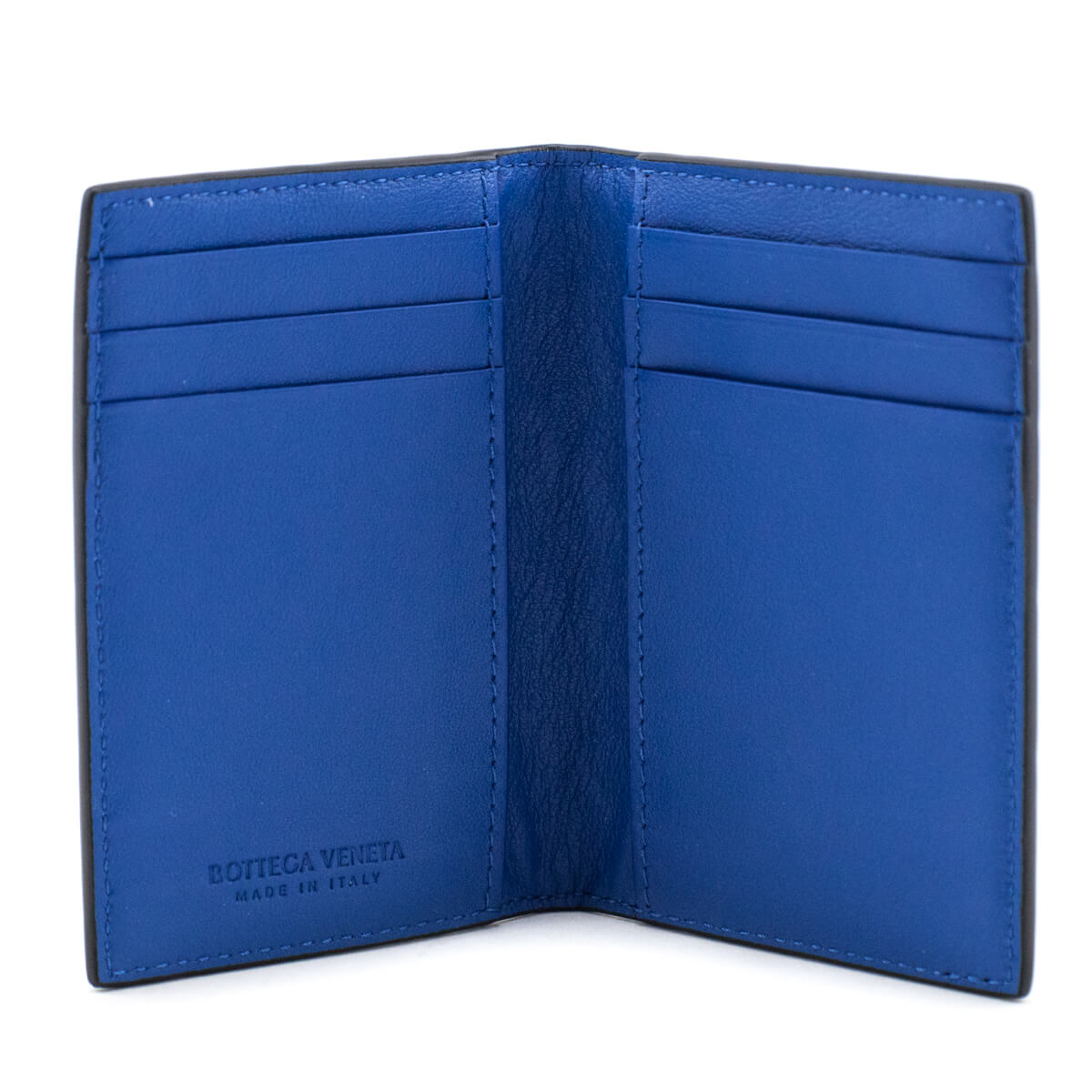 Bottega Veneta Ardoise & Deep Pacific Nappa Intrecciato Flap Card Case - Love that Bag etc - Preowned Authentic Designer Handbags & Preloved Fashions