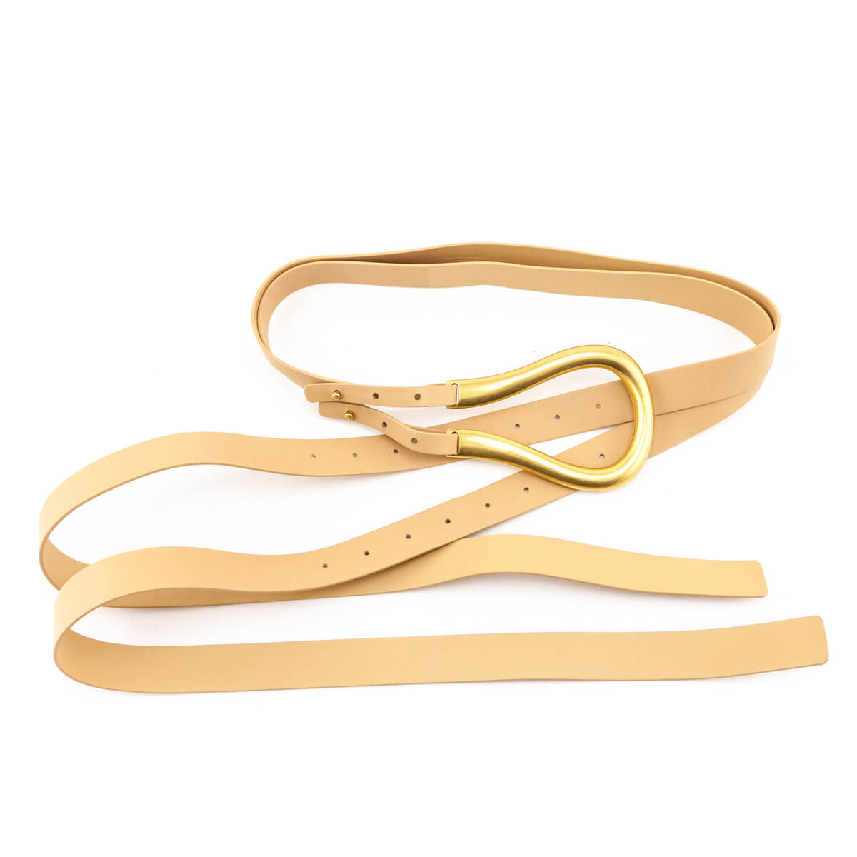 Bottega Veneta Beige Leather Double Skinny Horseshoe Belt