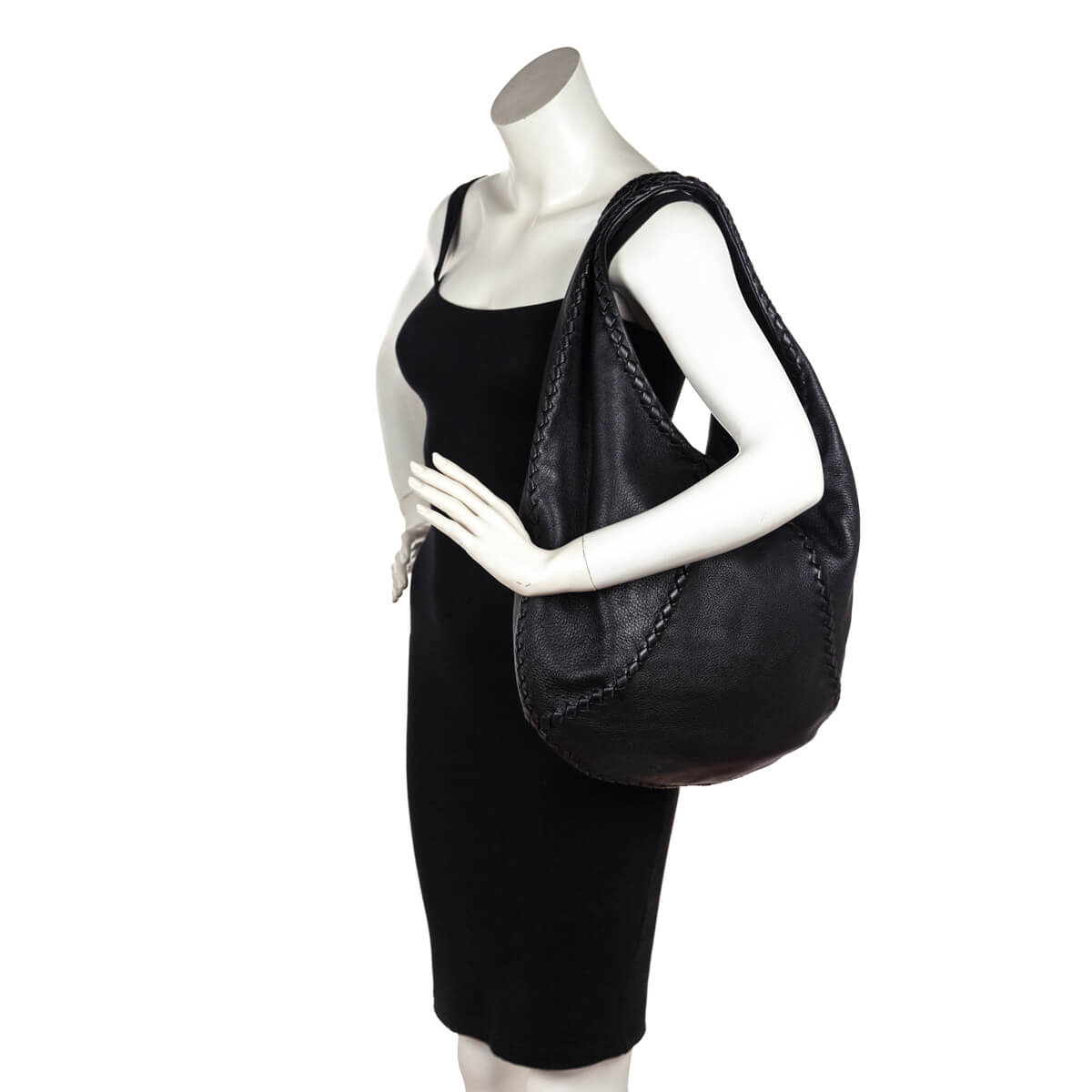 Bottega Veneta Black Cervo Deerskin Large Hobo - Love that Bag etc - Preowned Authentic Designer Handbags & Preloved Fashions