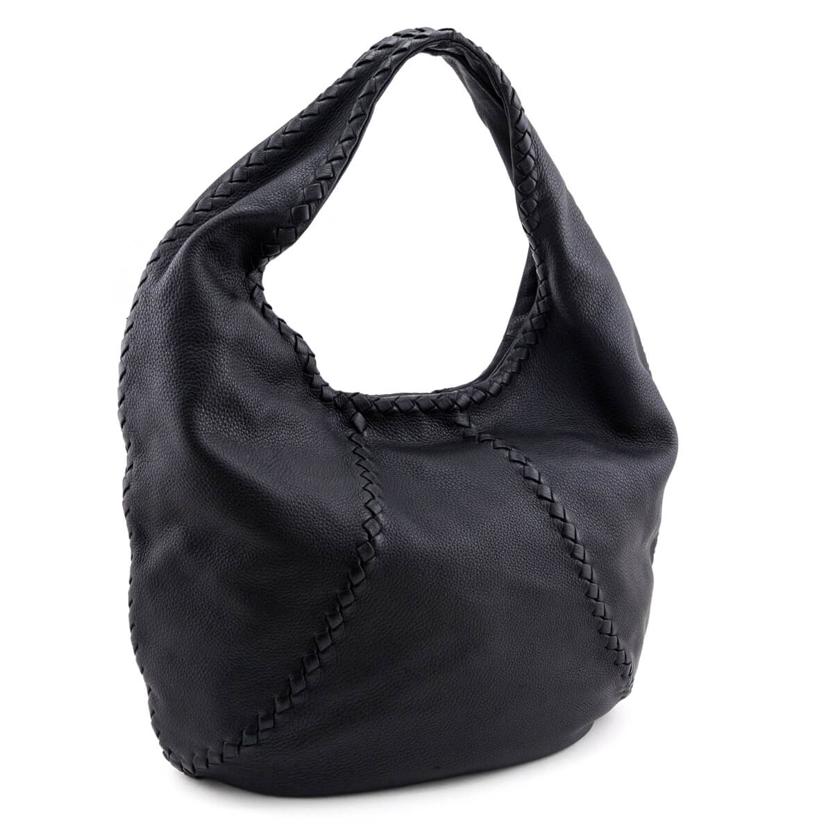 Bottega Veneta Black Cervo Deerskin Large Hobo - Love that Bag etc - Preowned Authentic Designer Handbags & Preloved Fashions