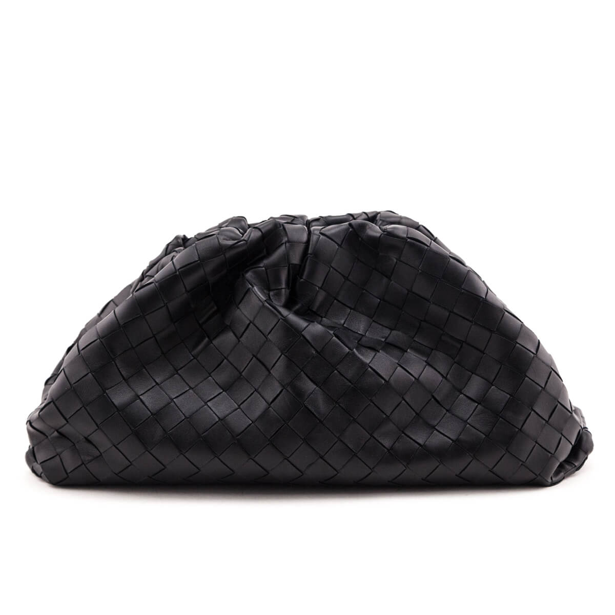 Bottega Veneta Black Lambskin Intrecciato Classic The Pouch Clutch - Love that Bag etc - Preowned Authentic Designer Handbags & Preloved Fashions