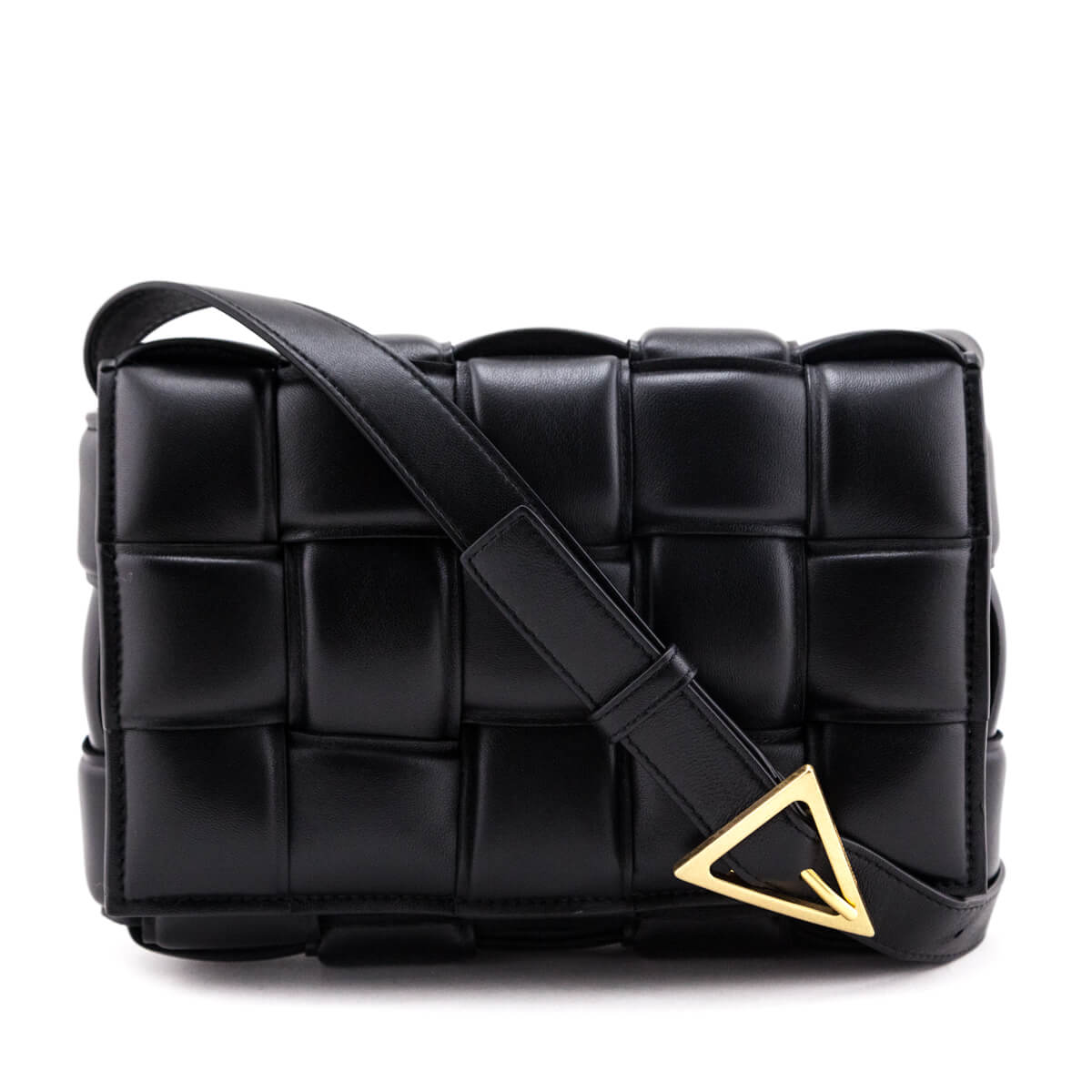 Bottega Veneta Black Lambskin Maxi Intreccio Padded Cassette Crossbody - Love that Bag etc - Preowned Authentic Designer Handbags & Preloved Fashions