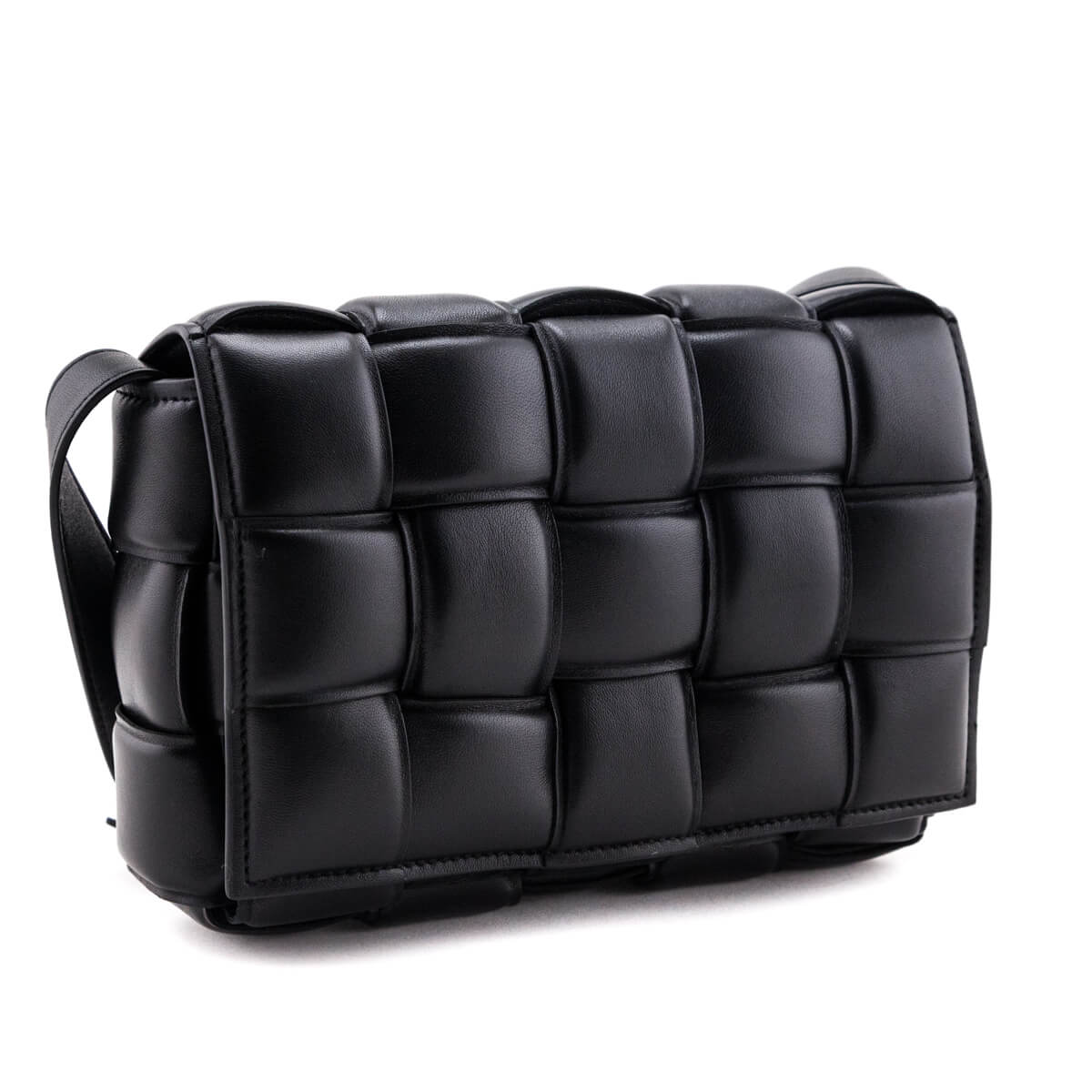 Bottega Veneta Black Lambskin Maxi Intreccio Padded Cassette Crossbody - Love that Bag etc - Preowned Authentic Designer Handbags & Preloved Fashions