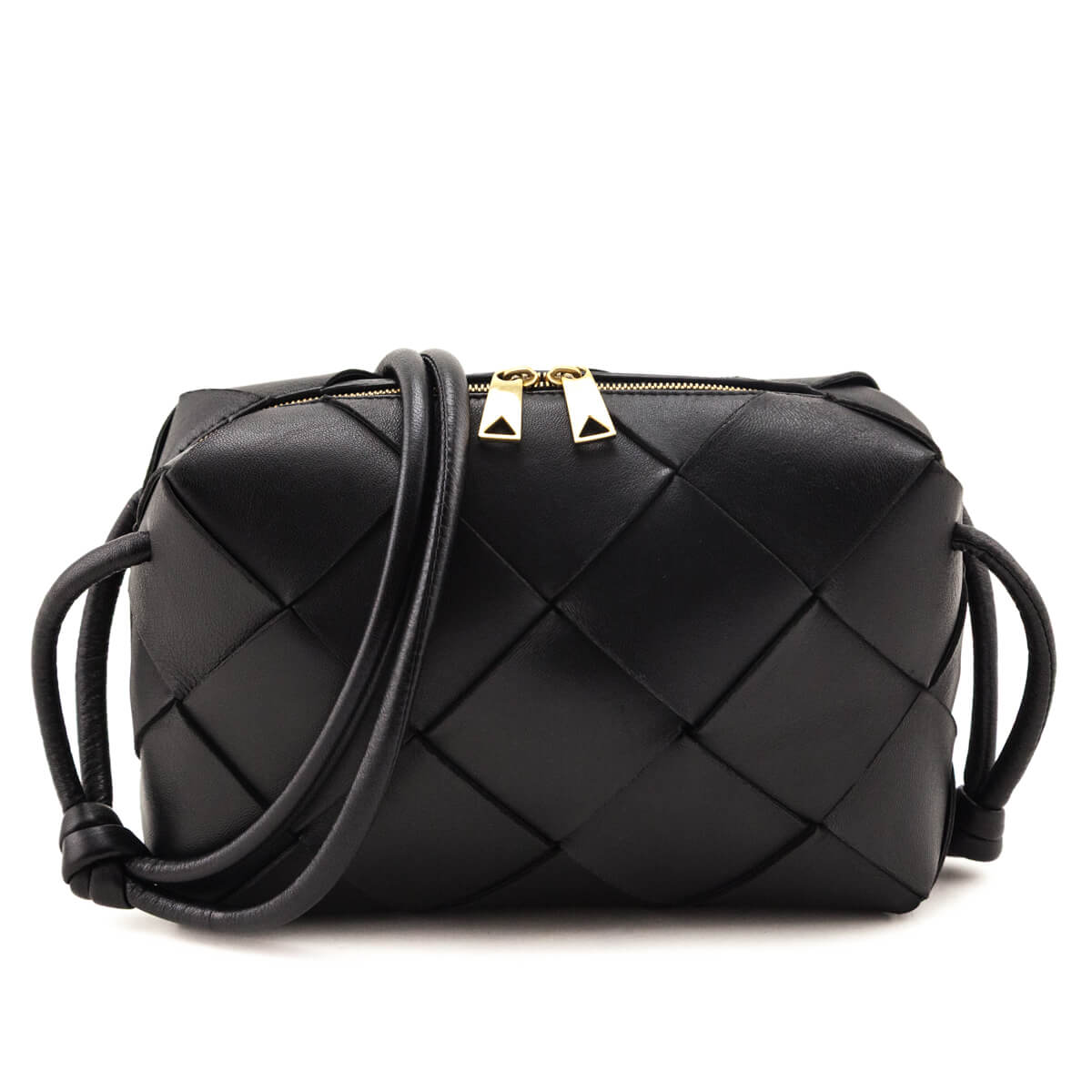 Bottega Veneta Black Maxi Intreccio Small Cassette Camera Bag