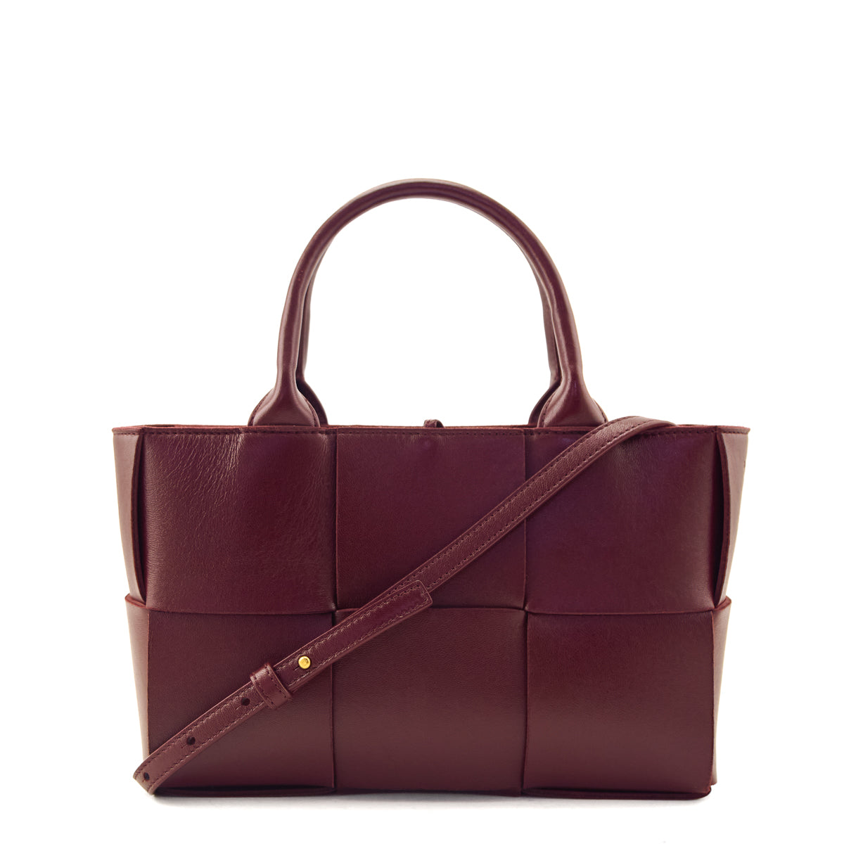 Bottega Veneta Burgundy Nappa Maxi Intrecciato Small Arco Tote
