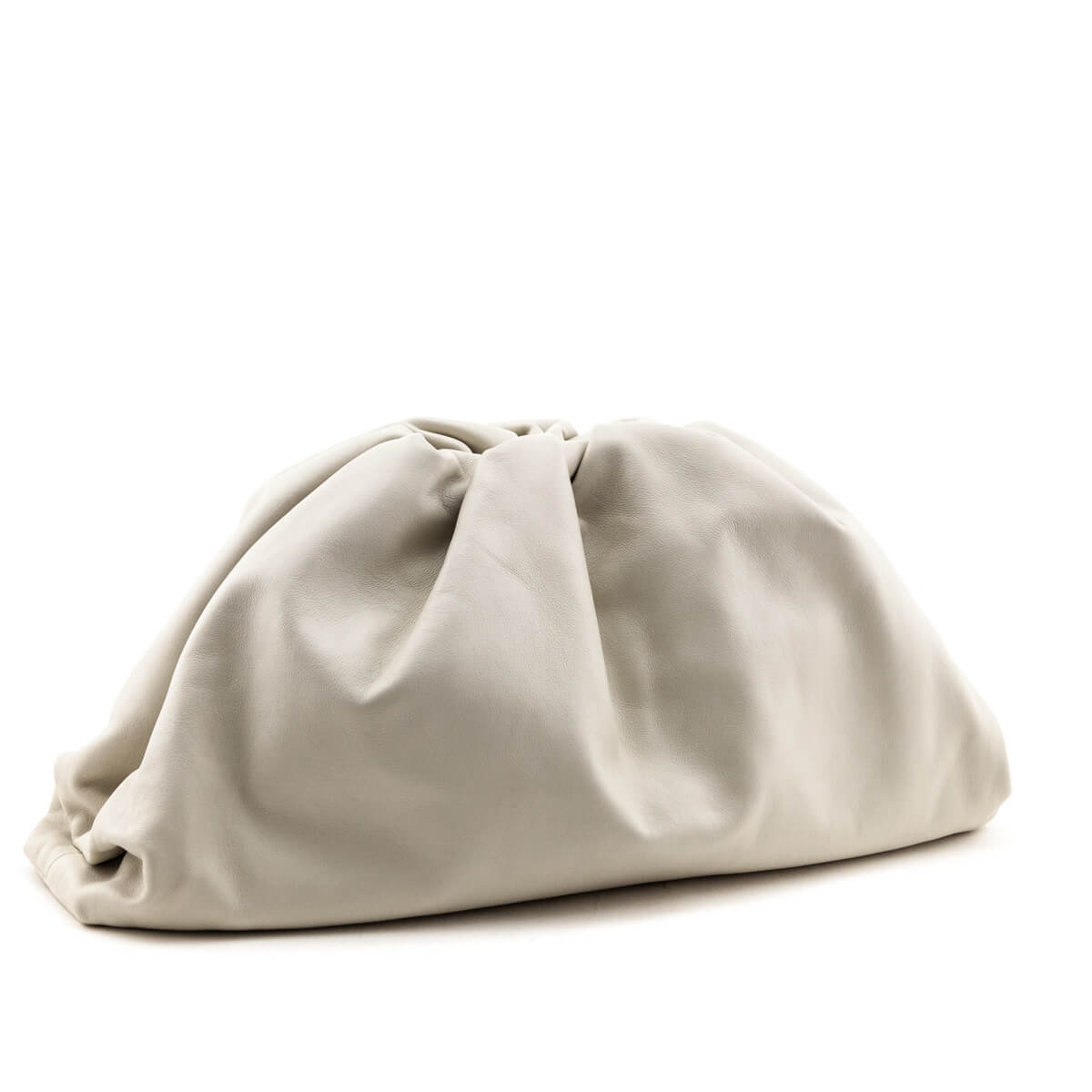 Bottega Veneta Chalk Smooth Butter Calf The Pouch Oversized Clutch - Love that Bag etc - Preowned Authentic Designer Handbags & Preloved Fashions