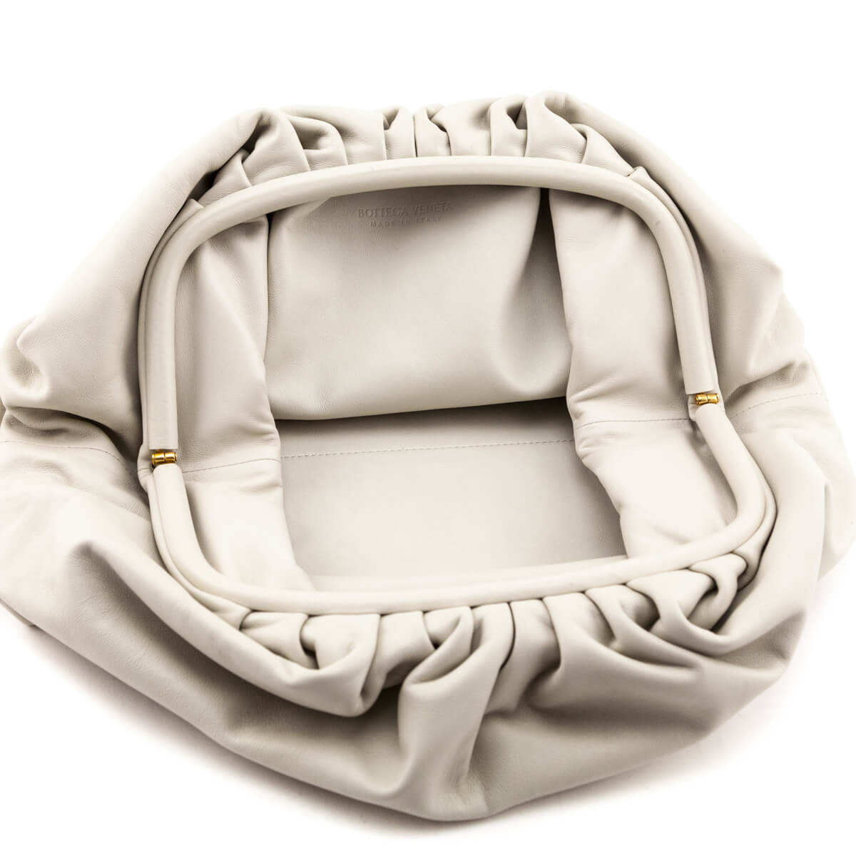Bottega Veneta Chalk Smooth Butter Calf The Pouch Oversized Clutch - Love that Bag etc - Preowned Authentic Designer Handbags & Preloved Fashions