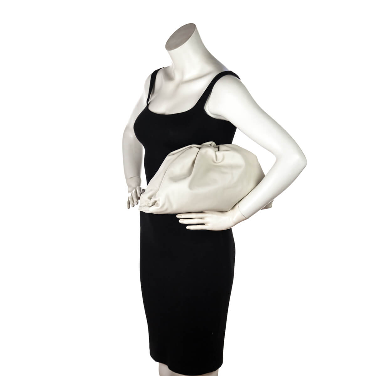 Bottega Veneta Chalk Smooth Butter Calf The Pouch Oversized Clutch - Love that Bag etc - Preowned Authentic Designer Handbags & Preloved Fashions