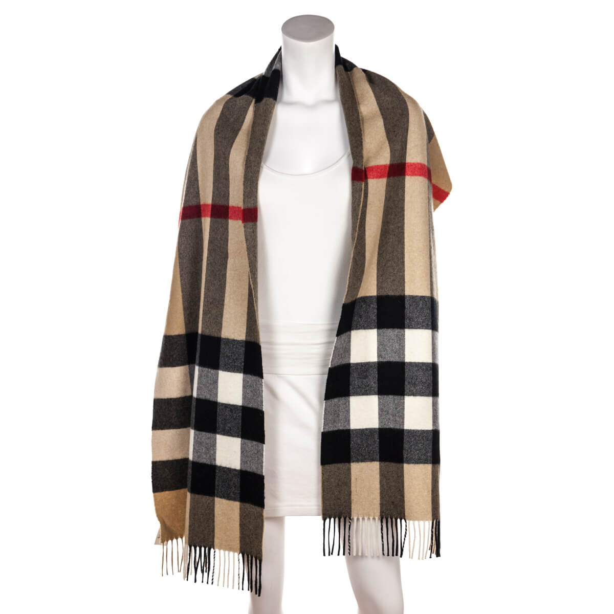Burberry Beige Mega Check Cashmere Scarf - Love that Bag etc - Preowned Authentic Designer Handbags & Preloved Fashions