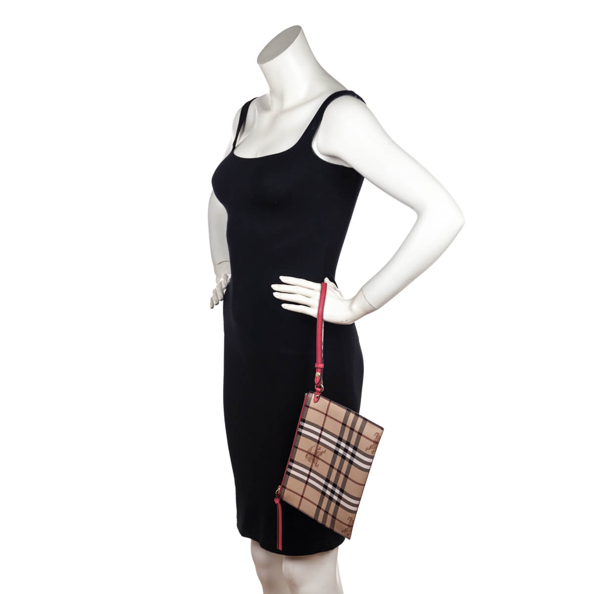 Burberry Haymarket Check Red Calfskin Pouch - Love that Bag etc - Preowned Authentic Designer Handbags & Preloved Fashions