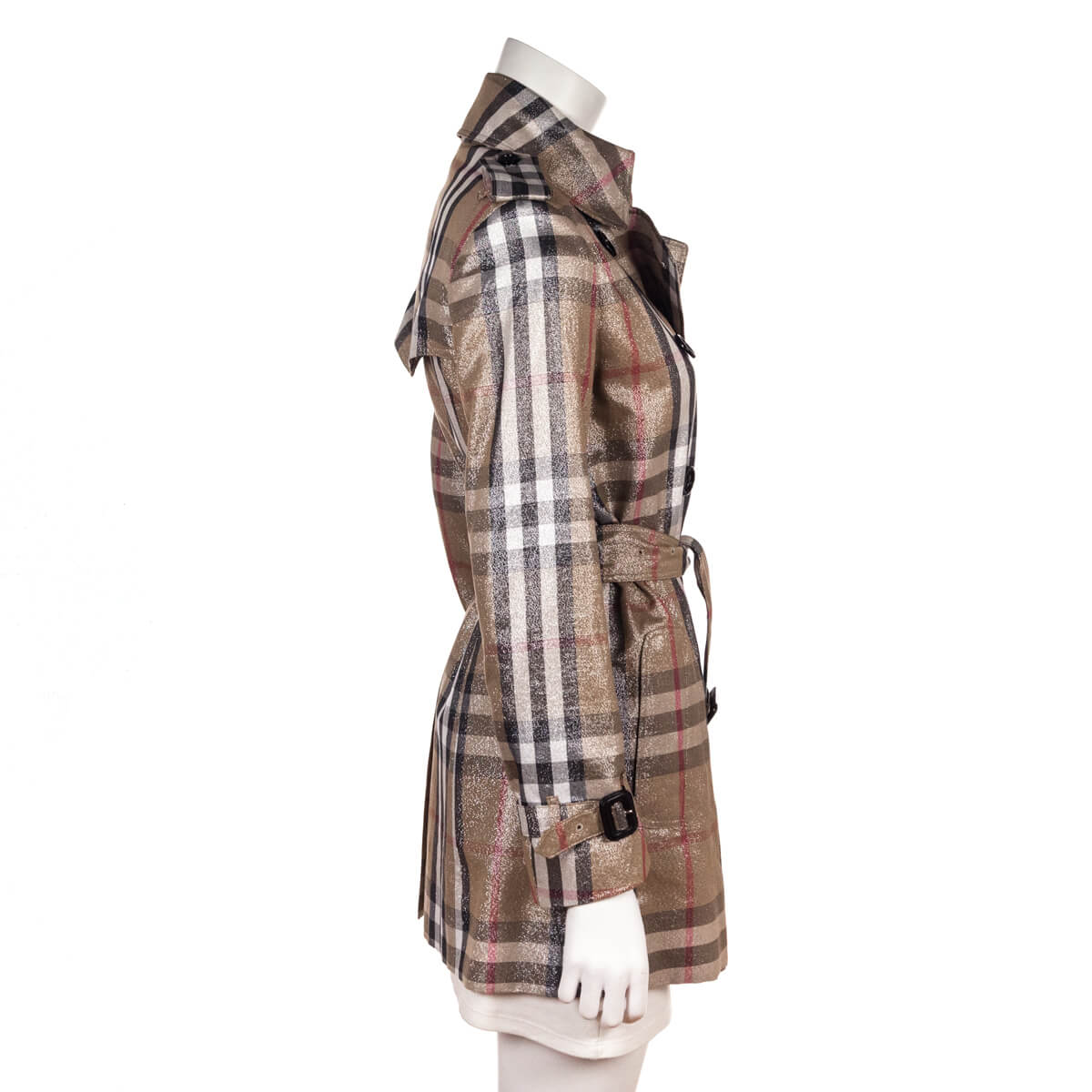 Burberry Metallic Check Trench Coat Size XS | UK 6 - Love that Bag etc - Preowned Authentic Designer Handbags & Preloved Fashions