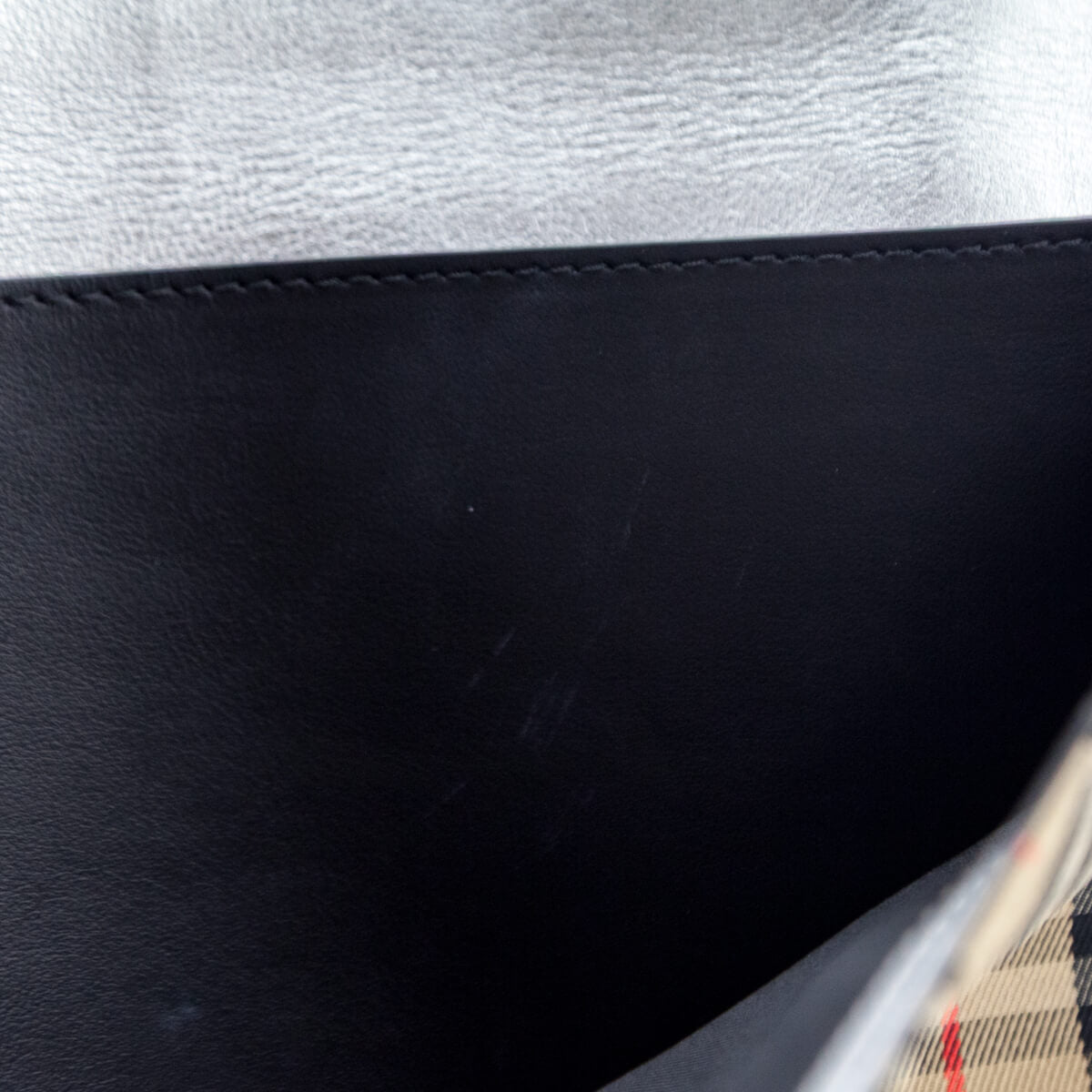 Burberry Silver Canvas Smooth Calfskin 1983 Knight Check Envelope Clutch - Love that Bag etc - Preowned Authentic Designer Handbags & Preloved Fashions