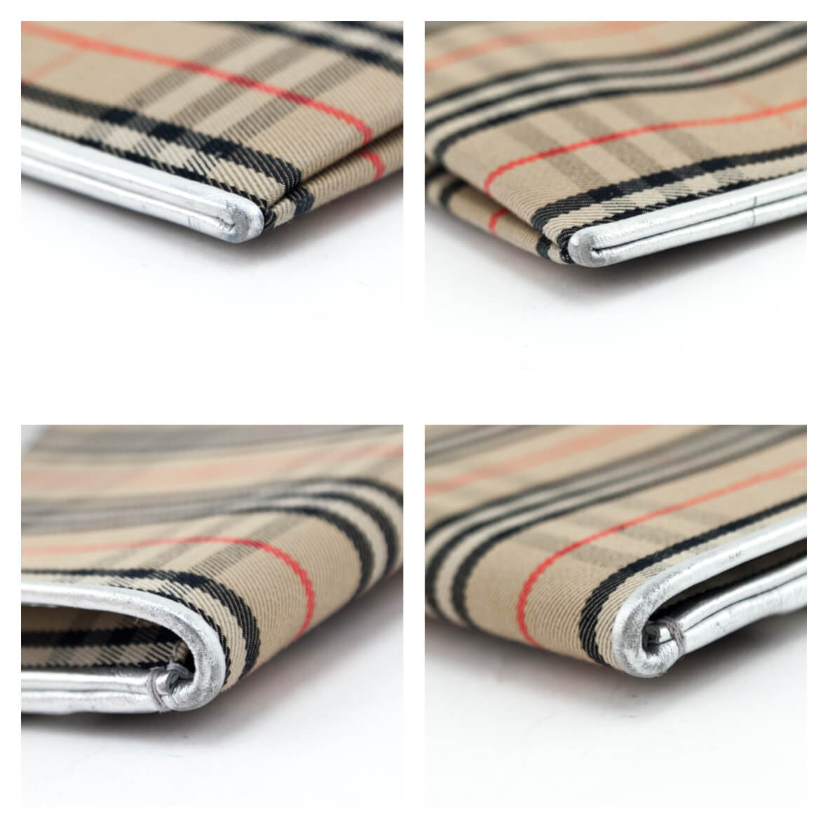 Burberry Silver Canvas Smooth Calfskin 1983 Knight Check Envelope Clutch - Love that Bag etc - Preowned Authentic Designer Handbags & Preloved Fashions