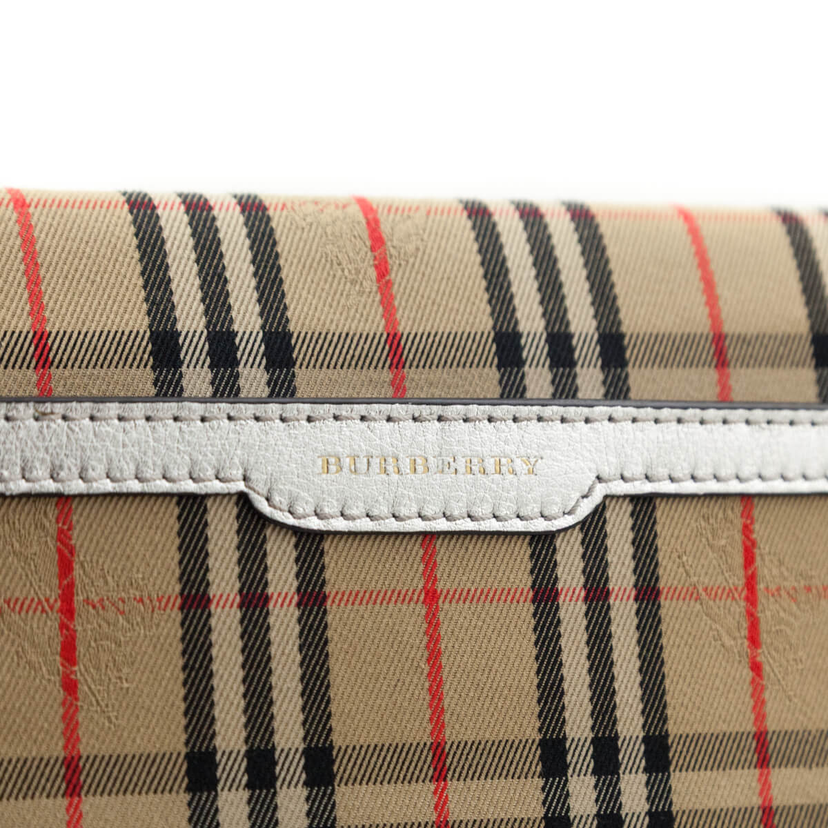 Burberry Silver Canvas Smooth Calfskin 1983 Knight Check Envelope Clutch - Love that Bag etc - Preowned Authentic Designer Handbags & Preloved Fashions