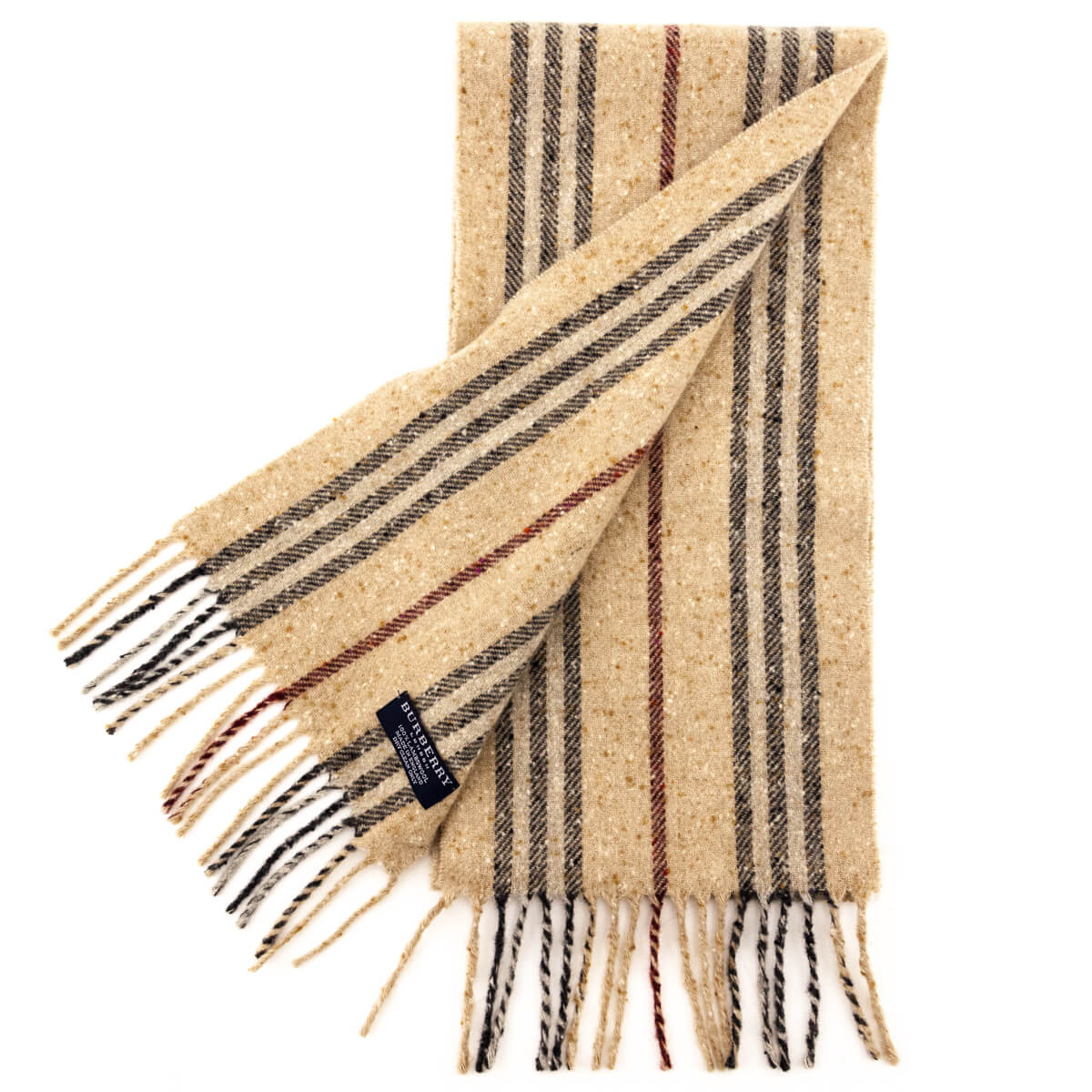 Burberry Tan Striped Lambswool Scarf - Love that Bag etc - Preowned Authentic Designer Handbags & Preloved Fashions