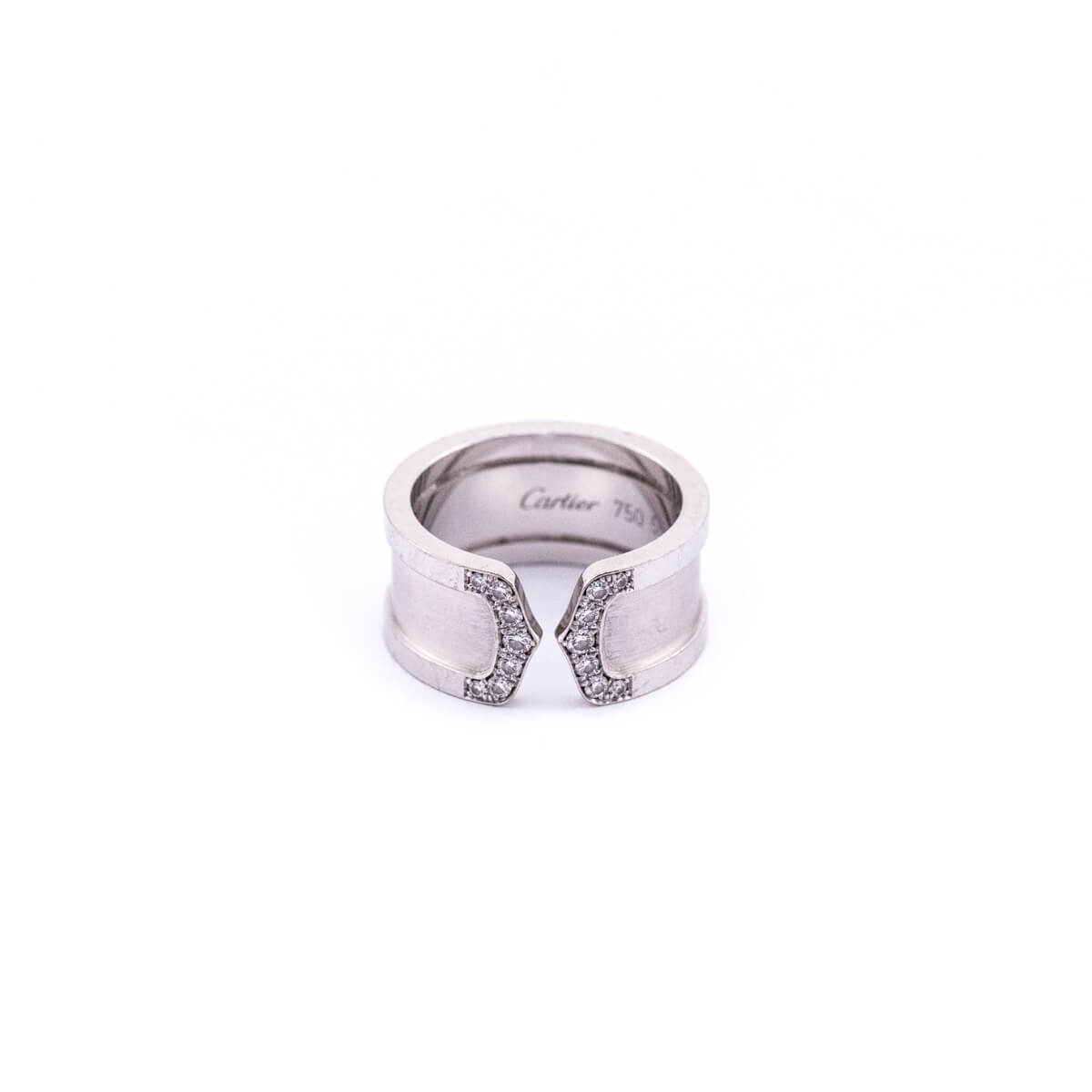 Cartier White Gold Diamond Double C Ring Preloved Cartier