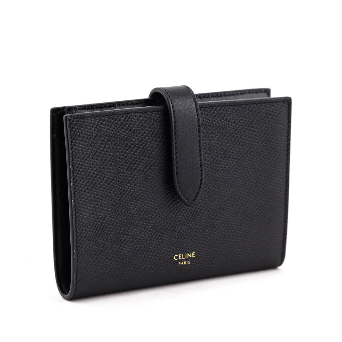 Celine Black Grained Calfskin Medium Multifunction Strap Wallet - Love that Bag etc - Preowned Authentic Designer Handbags & Preloved Fashions