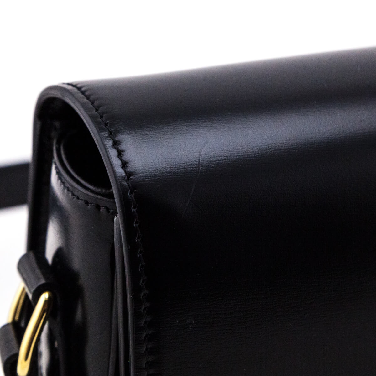 Celine Black Shiny Calfskin Medium Triomphe Bag - Love that Bag etc - Preowned Authentic Designer Handbags & Preloved Fashions