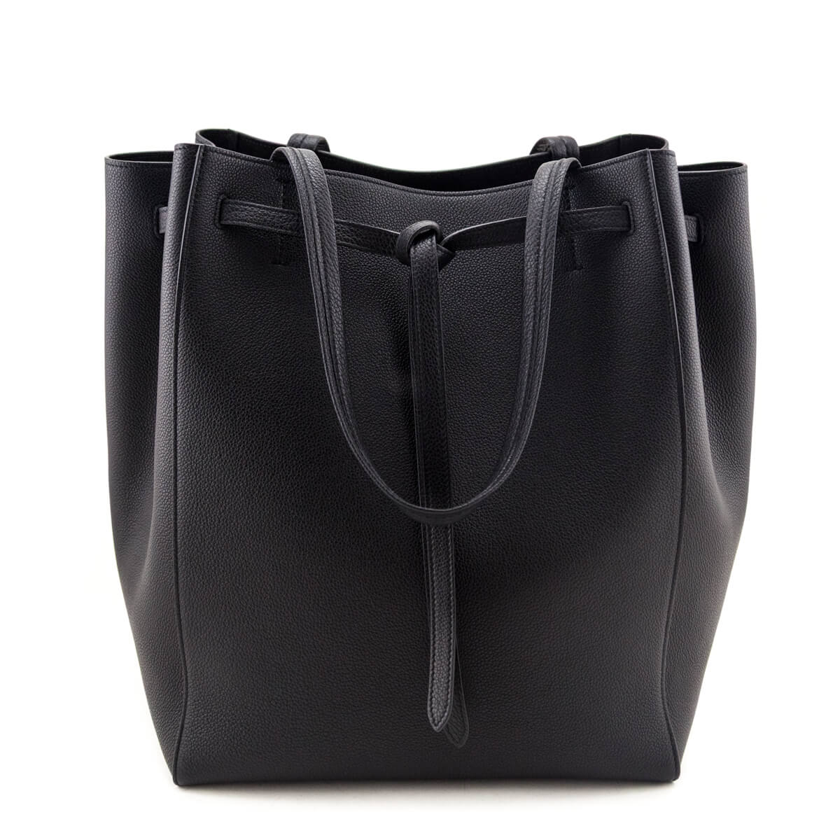 Celine Black Soft Grained Calfskin Medium Belt Cabas Phantom