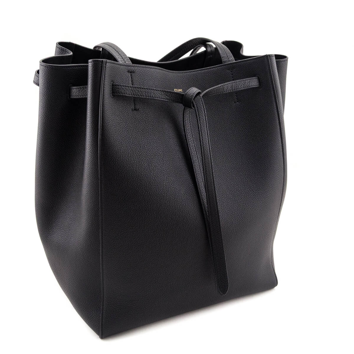 Celine Black Soft Grained Calfskin Medium Belt Cabas Phantom