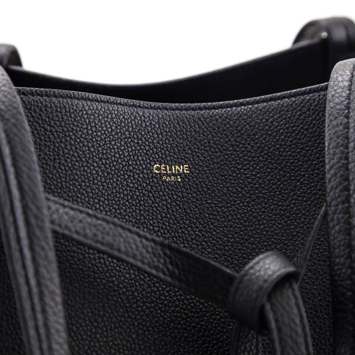 Celine Black Soft Grained Calfskin Medium Belt Cabas Phantom