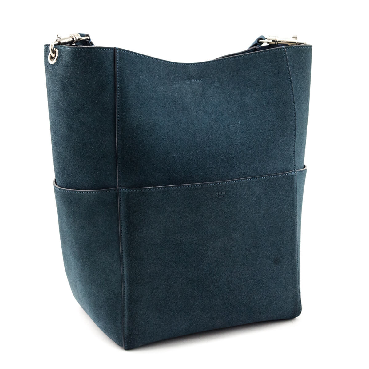 Celine Blue Suede Calfskin Sangle Bucket Bag - Love that Bag etc - Preowned Authentic Designer Handbags & Preloved Fashions
