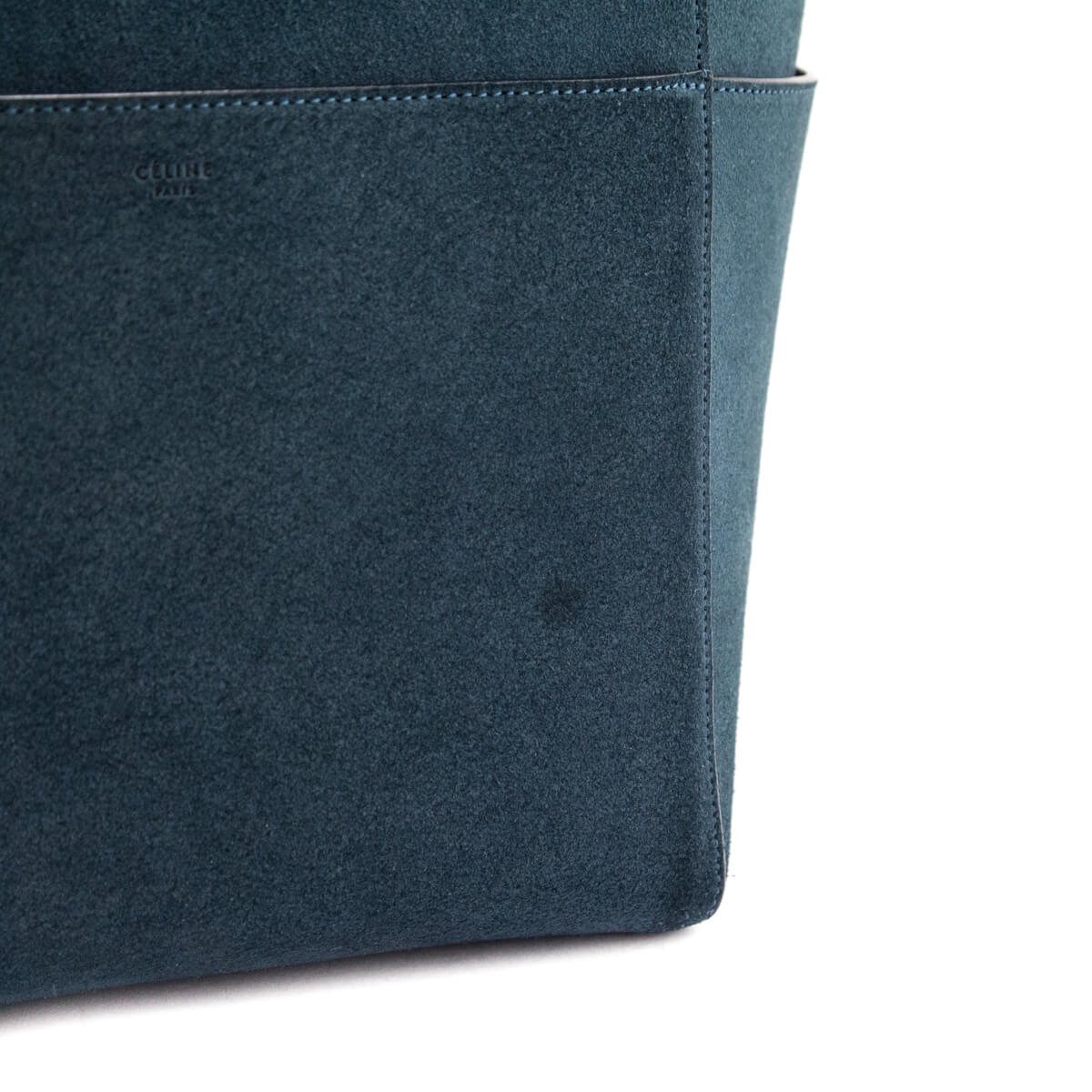Celine Blue Suede Calfskin Sangle Bucket Bag - Love that Bag etc - Preowned Authentic Designer Handbags & Preloved Fashions