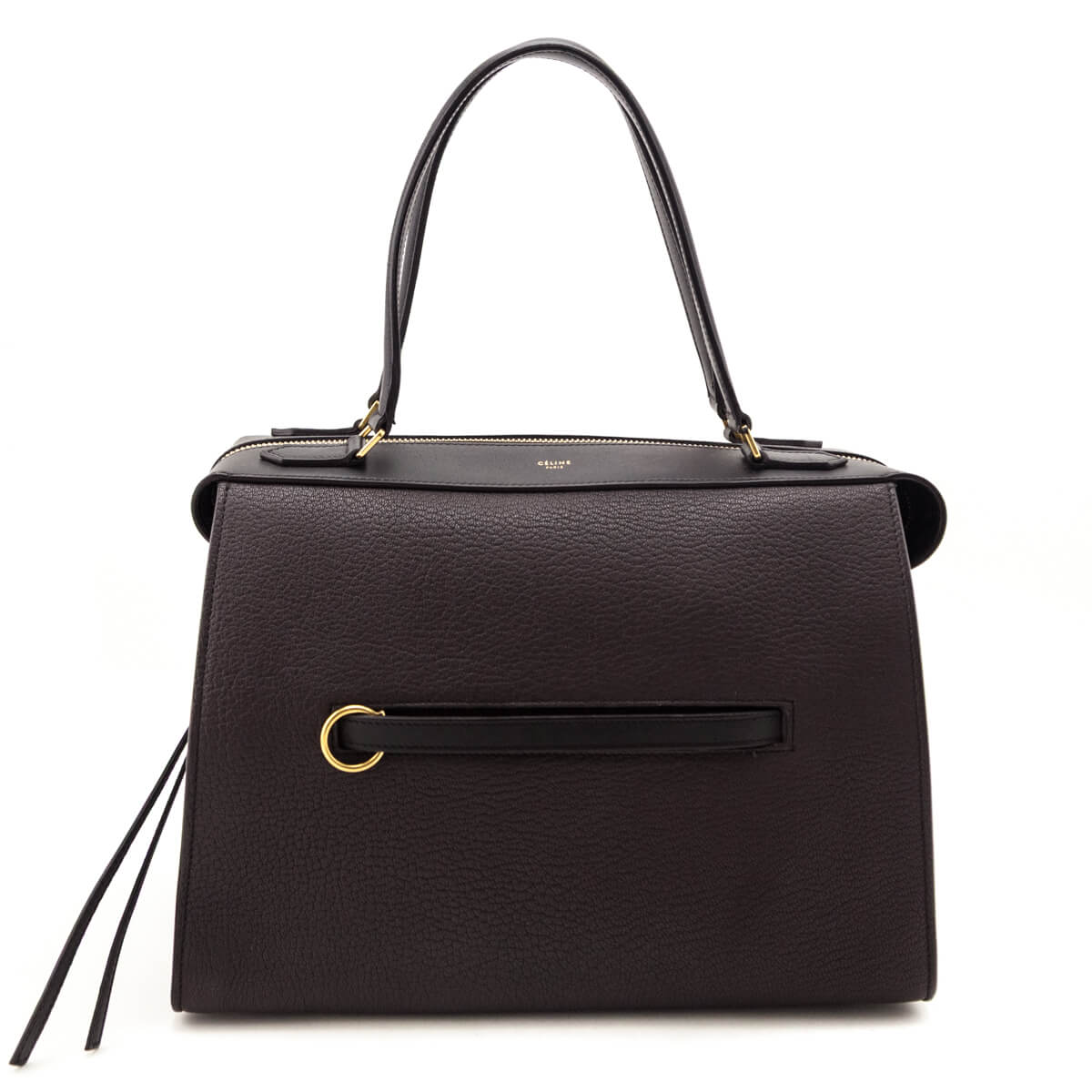 Celine Brown Black Goatskin Smooth Calfskin Medium Ring Bag – Love