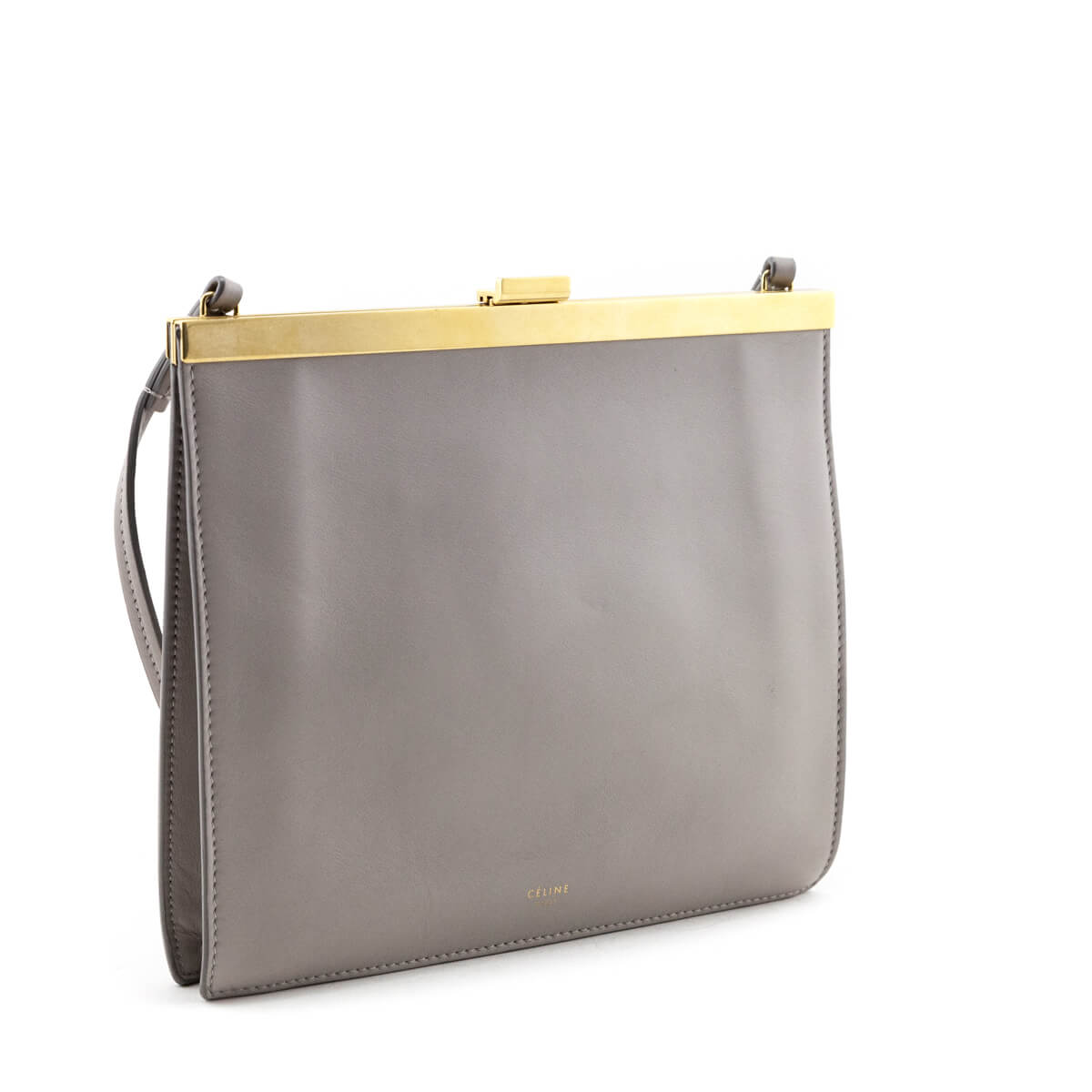 Celine Gray Smooth Calfskin Mini Clasp Bag - Love that Bag etc - Preowned Authentic Designer Handbags & Preloved Fashions