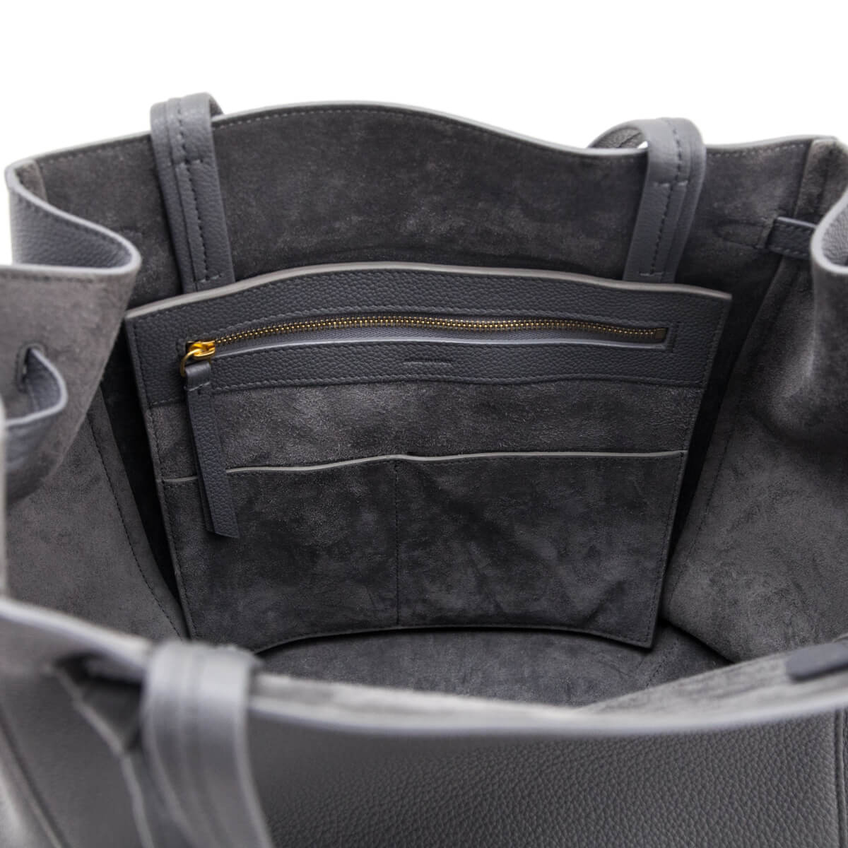 Celine Kohl Soft Grained Calfskin Small Belt Cabas Phantom Tote - Love that Bag etc - Preowned Authentic Designer Handbags & Preloved Fashions