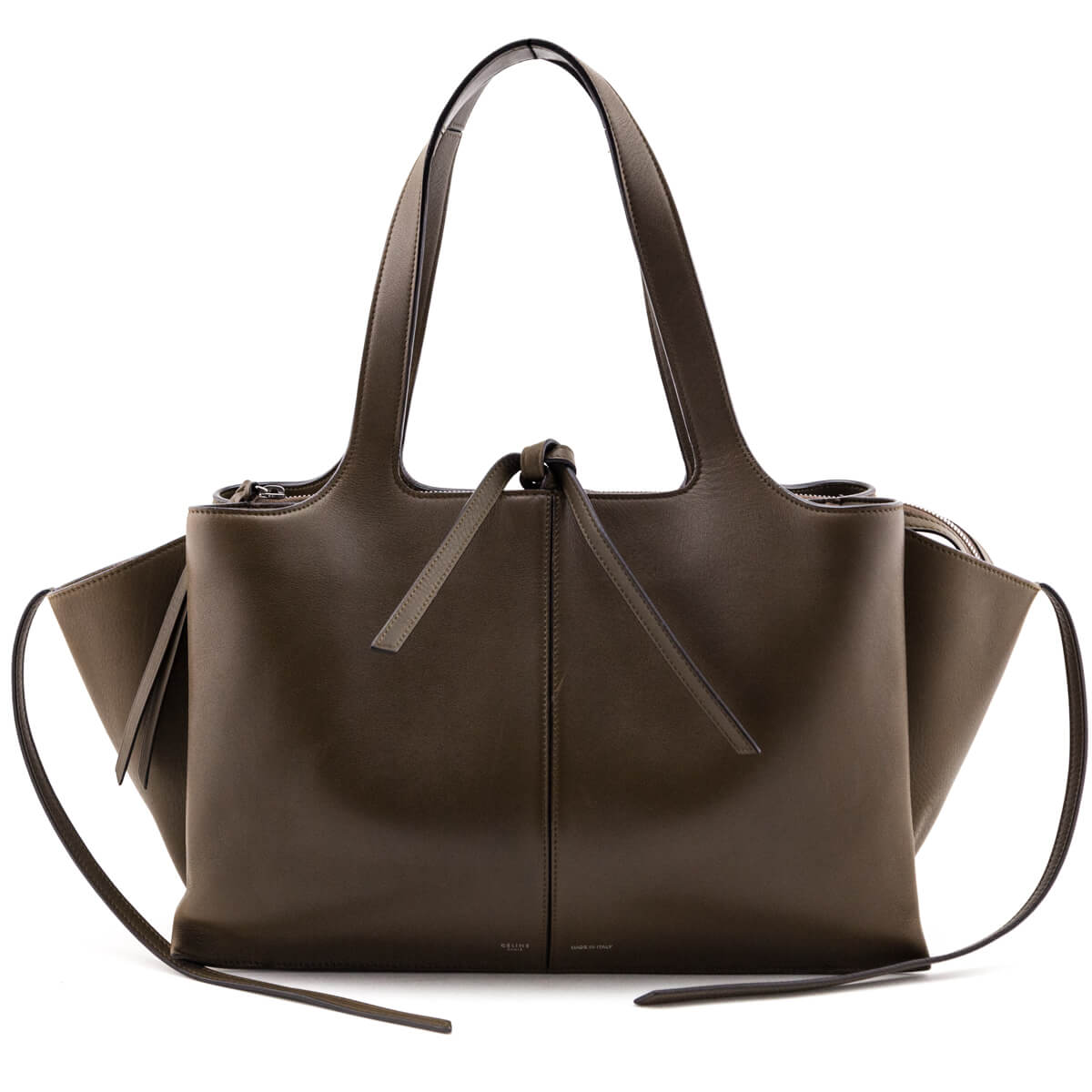 Celine Moss Green Natural Calfskin Medium Tri-Fold Bag - Love that Bag etc - Preowned Authentic Designer Handbags & Preloved Fashions