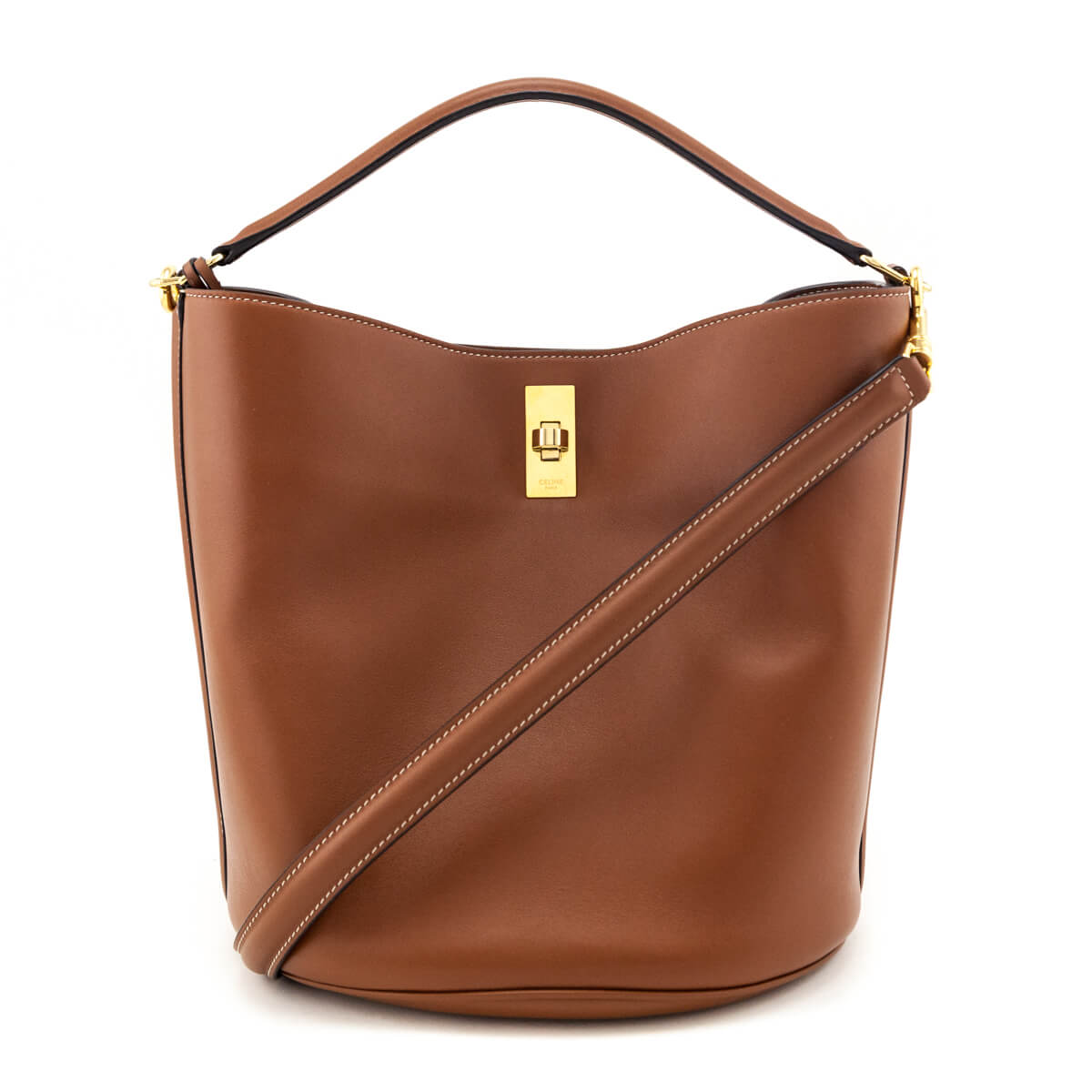 Celine Tan Smooth Calfskin Bucket 16 Bag - Love that Bag etc - Preowned Authentic Designer Handbags & Preloved Fashions