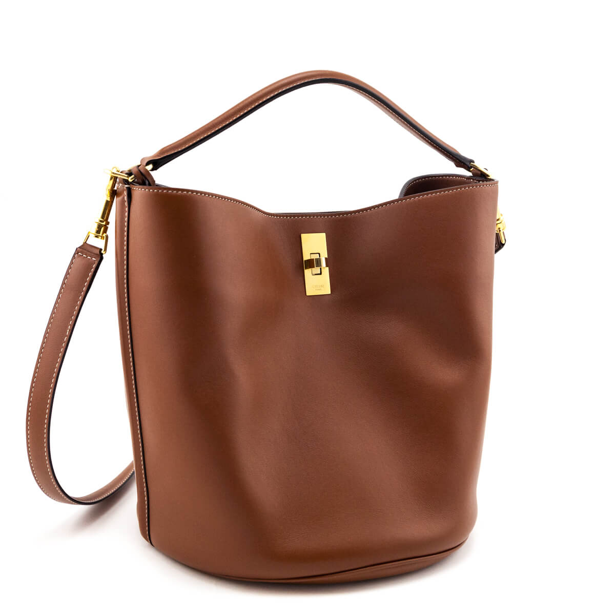 Celine Tan Smooth Calfskin Bucket 16 Bag - Love that Bag etc - Preowned Authentic Designer Handbags & Preloved Fashions
