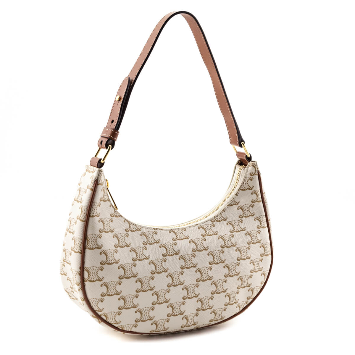 Celine White Triomphe Canvas & Calfskin Ava Shoulder Bag - Love that Bag etc - Preowned Authentic Designer Handbags & Preloved Fashions