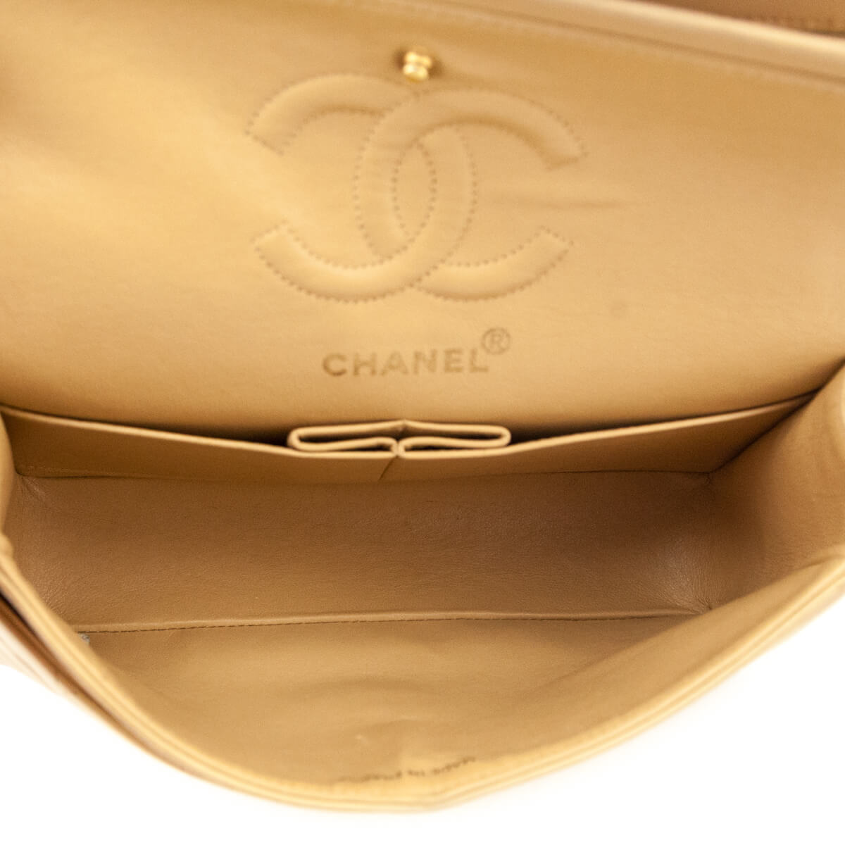 Chanel Beige Lambskin Quilted Medium Double Flap Bag - Love that Bag etc - Preowned Authentic Designer Handbags & Preloved Fashions