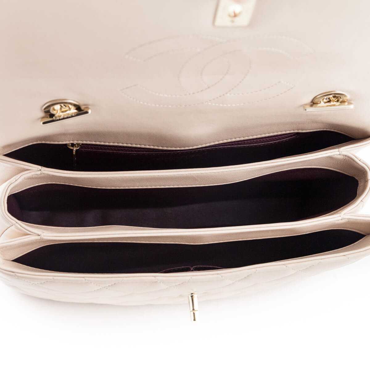 Chanel Beige Quilted Lambskin Medium Trendy CC Flap Dual Handle Bag - Love that Bag etc - Preowned Authentic Designer Handbags & Preloved Fashions