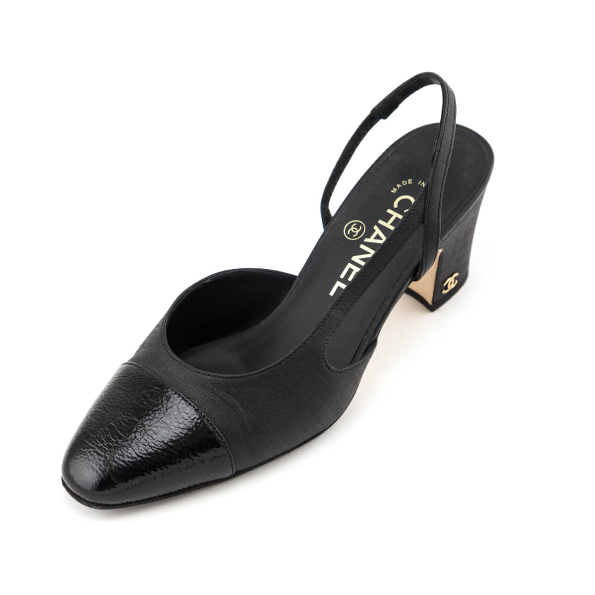 Slingback Chanel Pump Shoes Two Tone Beige Black Pumps Chanel