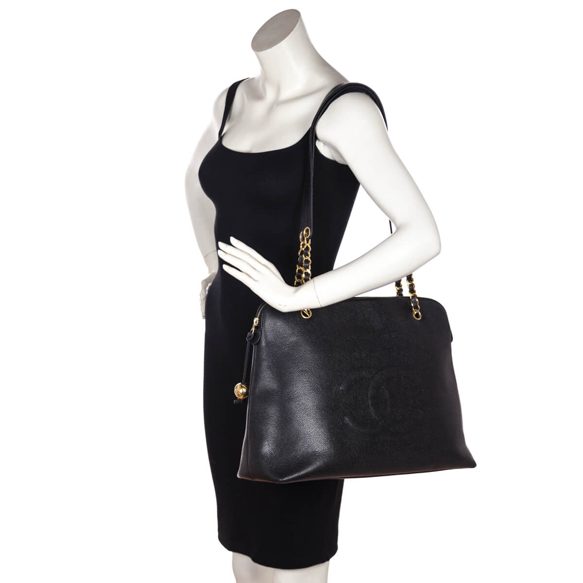 Chanel Black Caviar Vintage CC Shoulder Bag - Love that Bag etc - Preowned Authentic Designer Handbags & Preloved Fashions