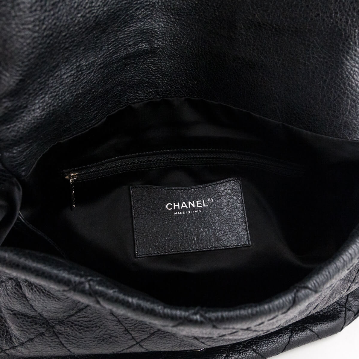 Chanel Black Glazed Calfskin Stitched XL On The Road Flap - Love that Bag etc - Preowned Authentic Designer Handbags & Preloved Fashions
