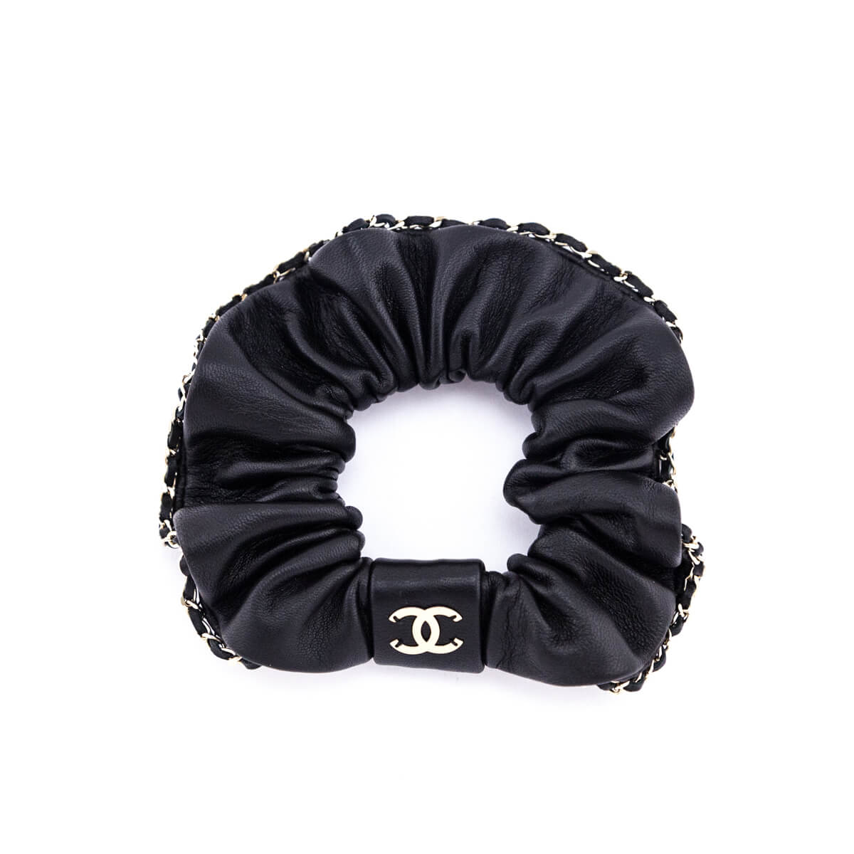 Chanel Black Leather & Chain CC Scrunchie - Love that Bag etc - Preowned Authentic Designer Handbags & Preloved Fashions