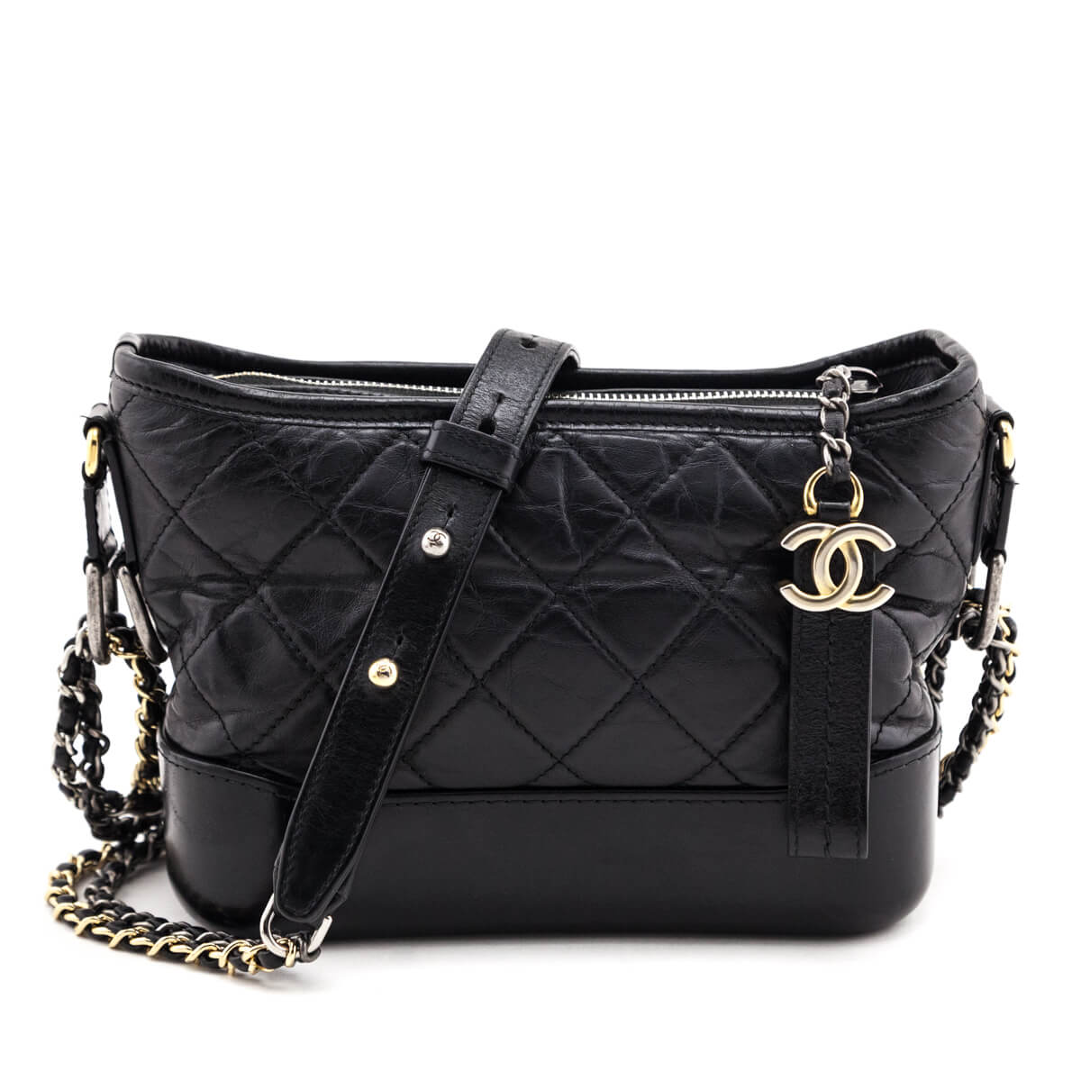 Chanel Black Quilted Aged Calfskin Small Gabrielle Hobo - Love that Bag etc - Preowned Authentic Designer Handbags & Preloved Fashions