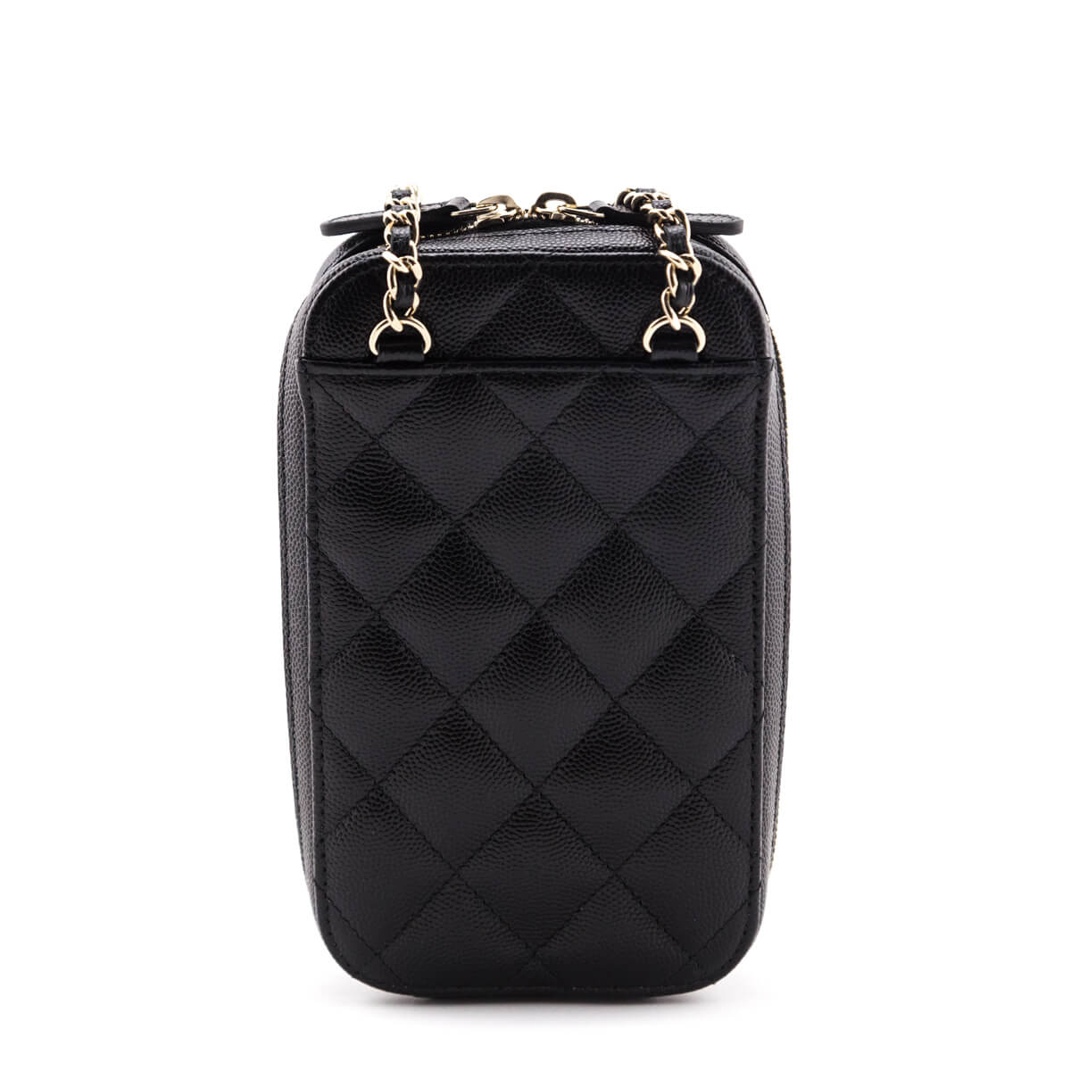 Chanel Black Quilted Caviar Zip Around Chain Phone Case - Love that Bag etc - Preowned Authentic Designer Handbags & Preloved Fashions