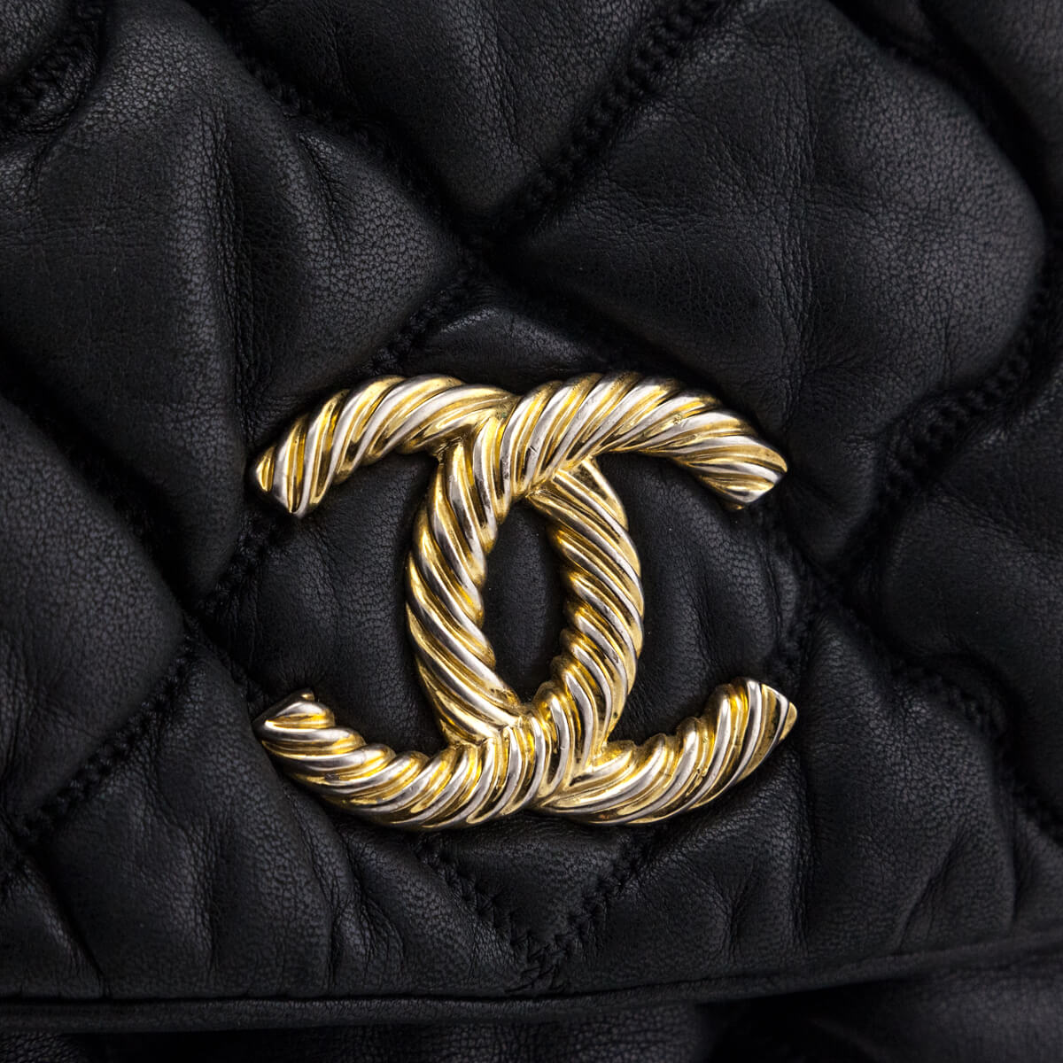 Chanel Black Quilted Lambskin Bubble Large Flap Shoulder Bag - Love that Bag etc - Preowned Authentic Designer Handbags & Preloved Fashions