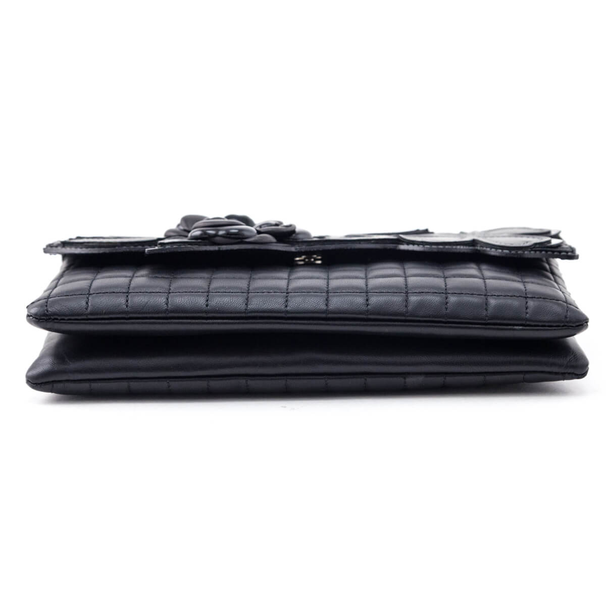 Chanel Black Quilted Lambskin Chocolate Bar Camellia No. 5 Pochette - Love that Bag etc - Preowned Authentic Designer Handbags & Preloved Fashions