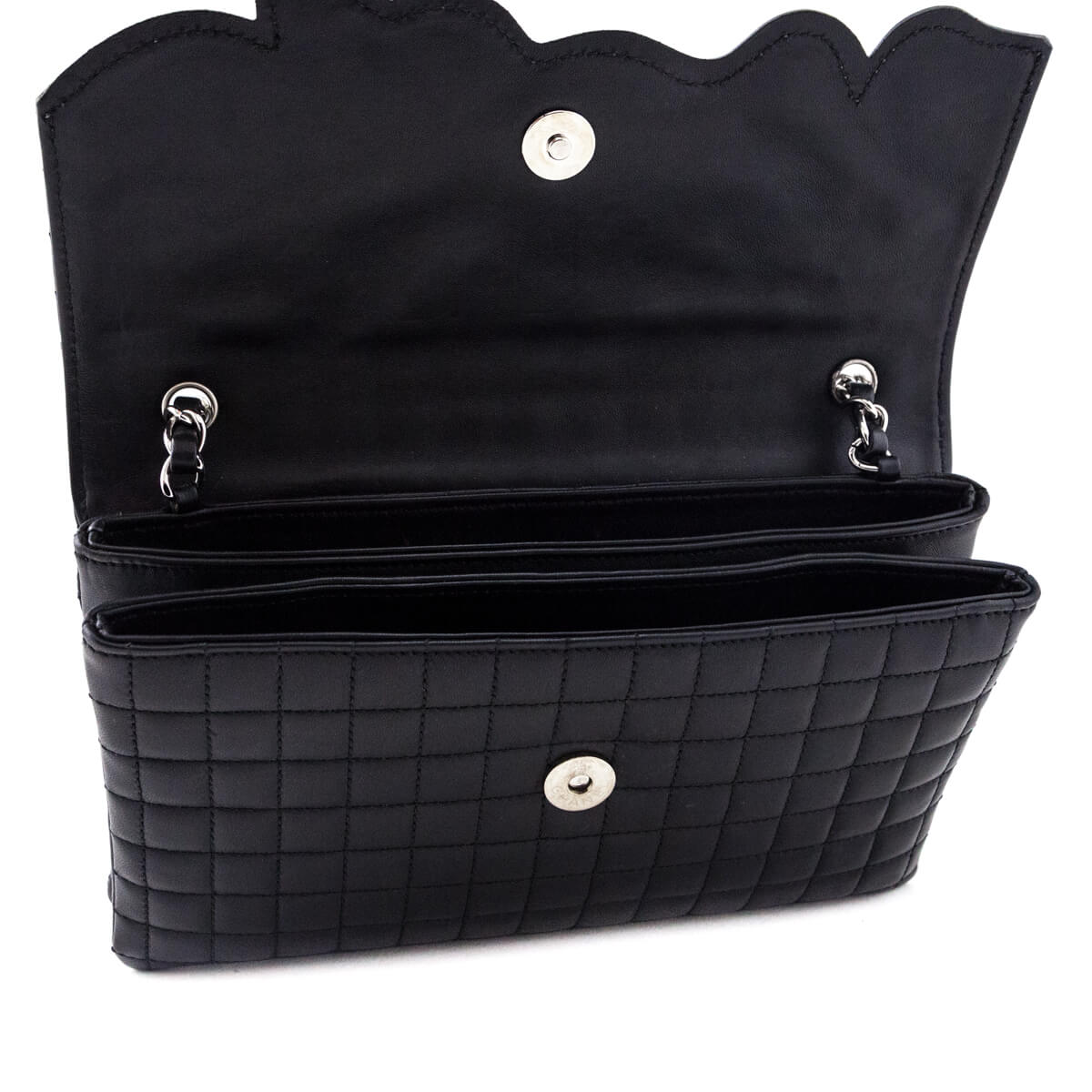 Chanel Black Quilted Lambskin Chocolate Bar Camellia No. 5 Pochette - Love that Bag etc - Preowned Authentic Designer Handbags & Preloved Fashions