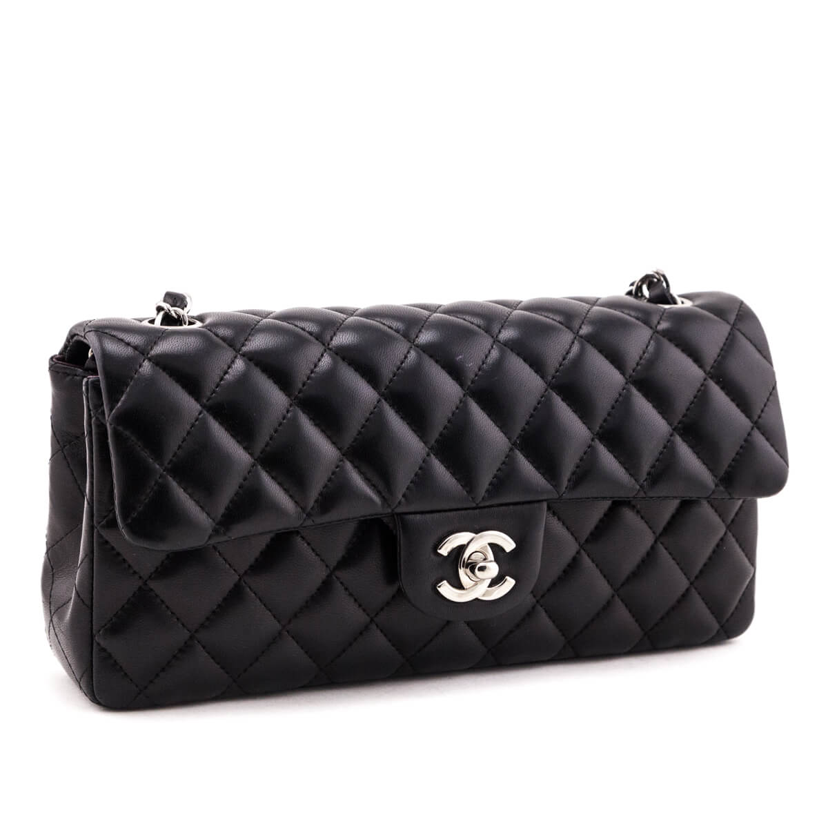 Chanel Black Quilted Lambskin E/W Flap Bag - Love that Bag etc - Preowned Authentic Designer Handbags & Preloved Fashions