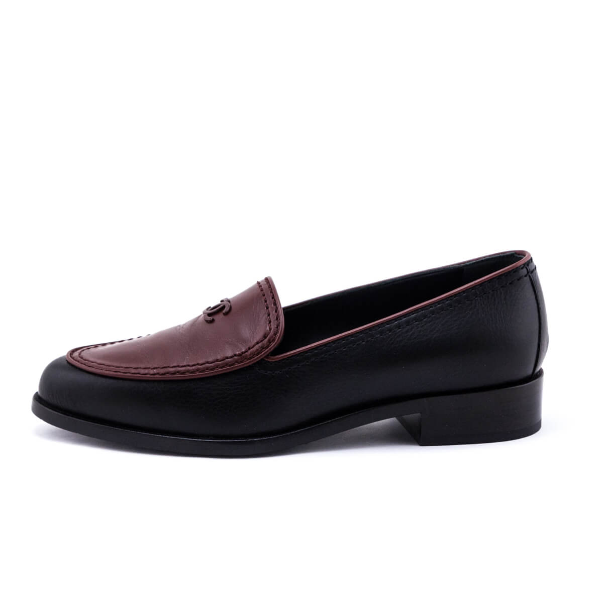 Chanel Black & Burgundy CC Loafers Size US 5.5 | EU 35.5 - Love that Bag etc - Preowned Authentic Designer Handbags & Preloved Fashions